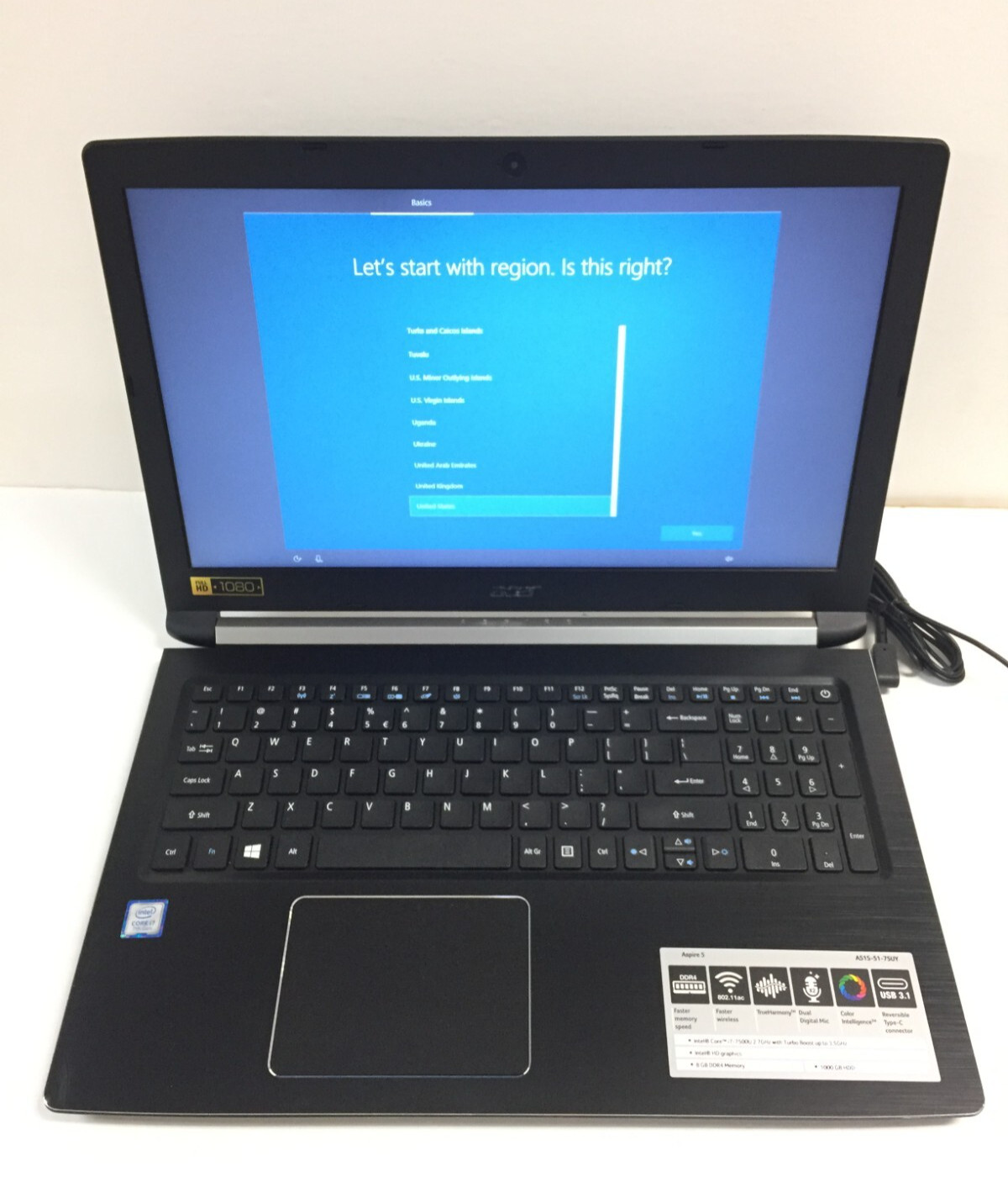 *Bad Battery*Acer Aspire 5 A515-51-75UY 15.6 Laptop/i7-7500U/8GB RAM/1TB HDD/W10