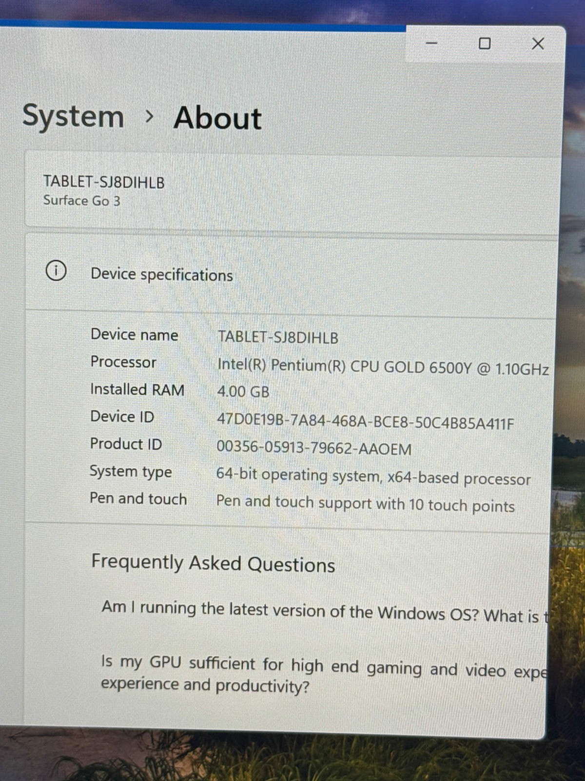 Microsoft Surface Go 3 Pentium Gold 6500Y 4GB RAM 64GB – READ!!