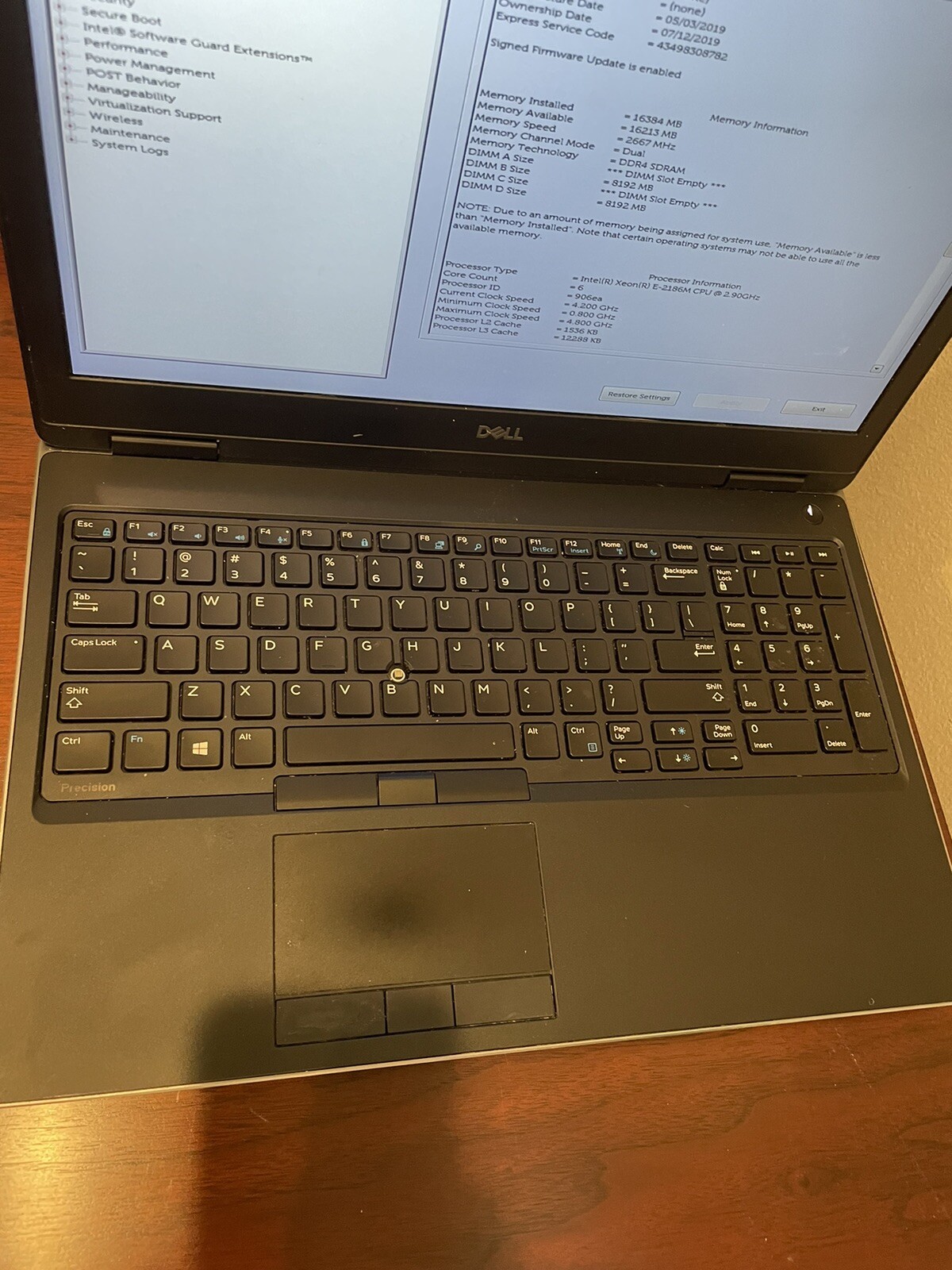 DELL PRECISION 7530 15.6″ E-2176M 2.70GHz 16GB RAM 256GB SSD Grade D