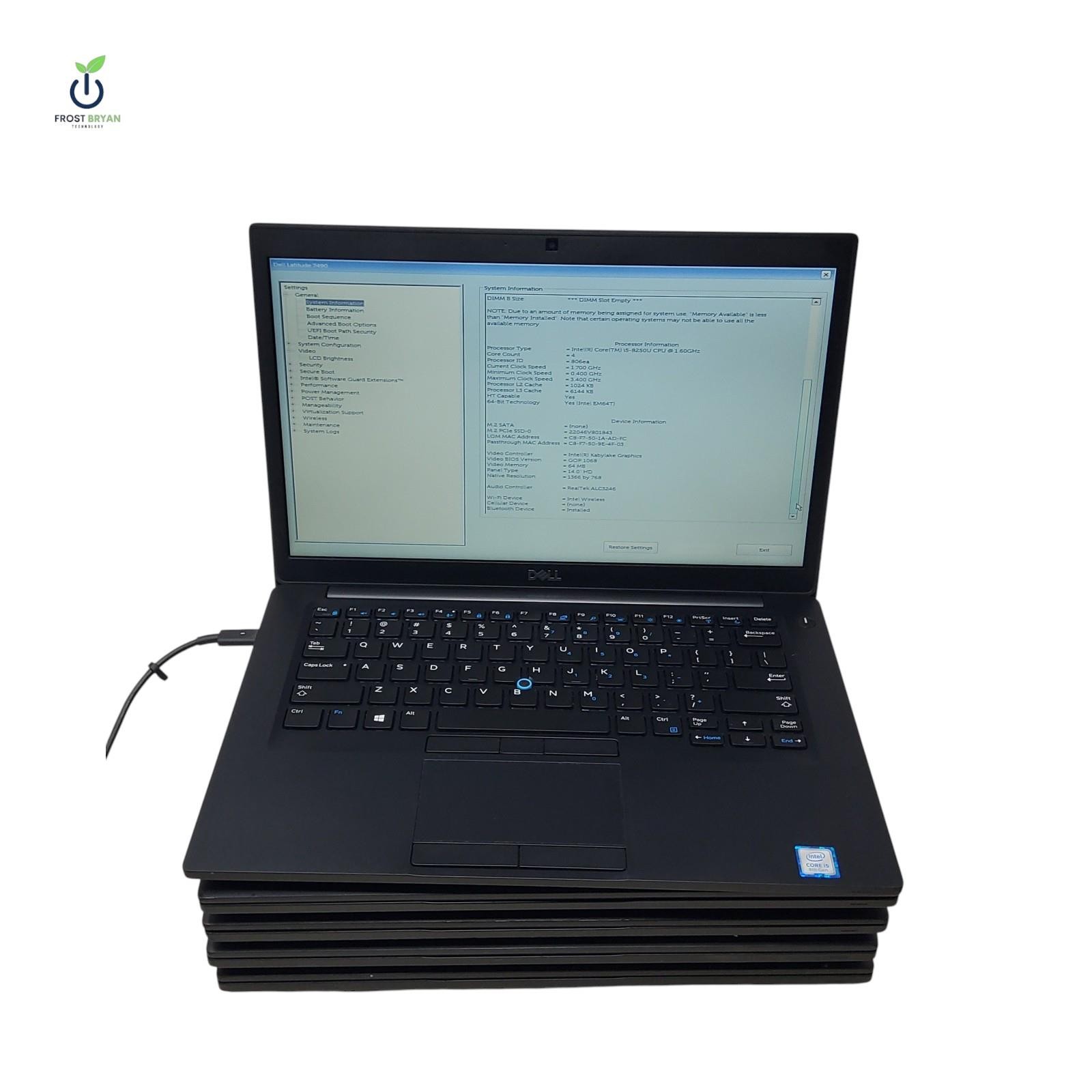 Lot of 5 Dell Latitude 7490 i5-8th Gen 8GB 256GB SSD No OS Grade C/D [Read]