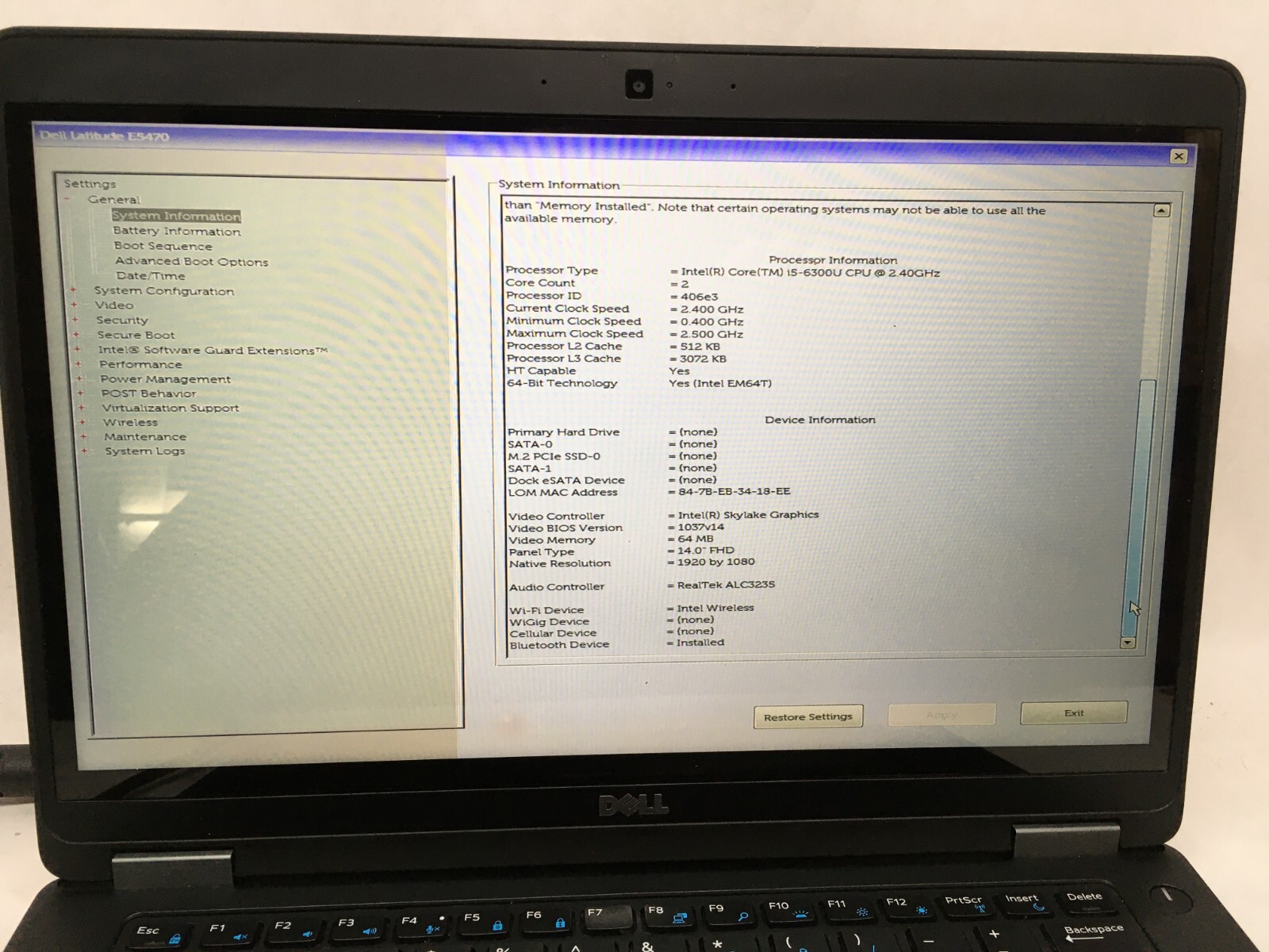 Dell Latitude E5470 Laptop 14″ Intel i5 Gen 6 READ DESCRIPTION -AA