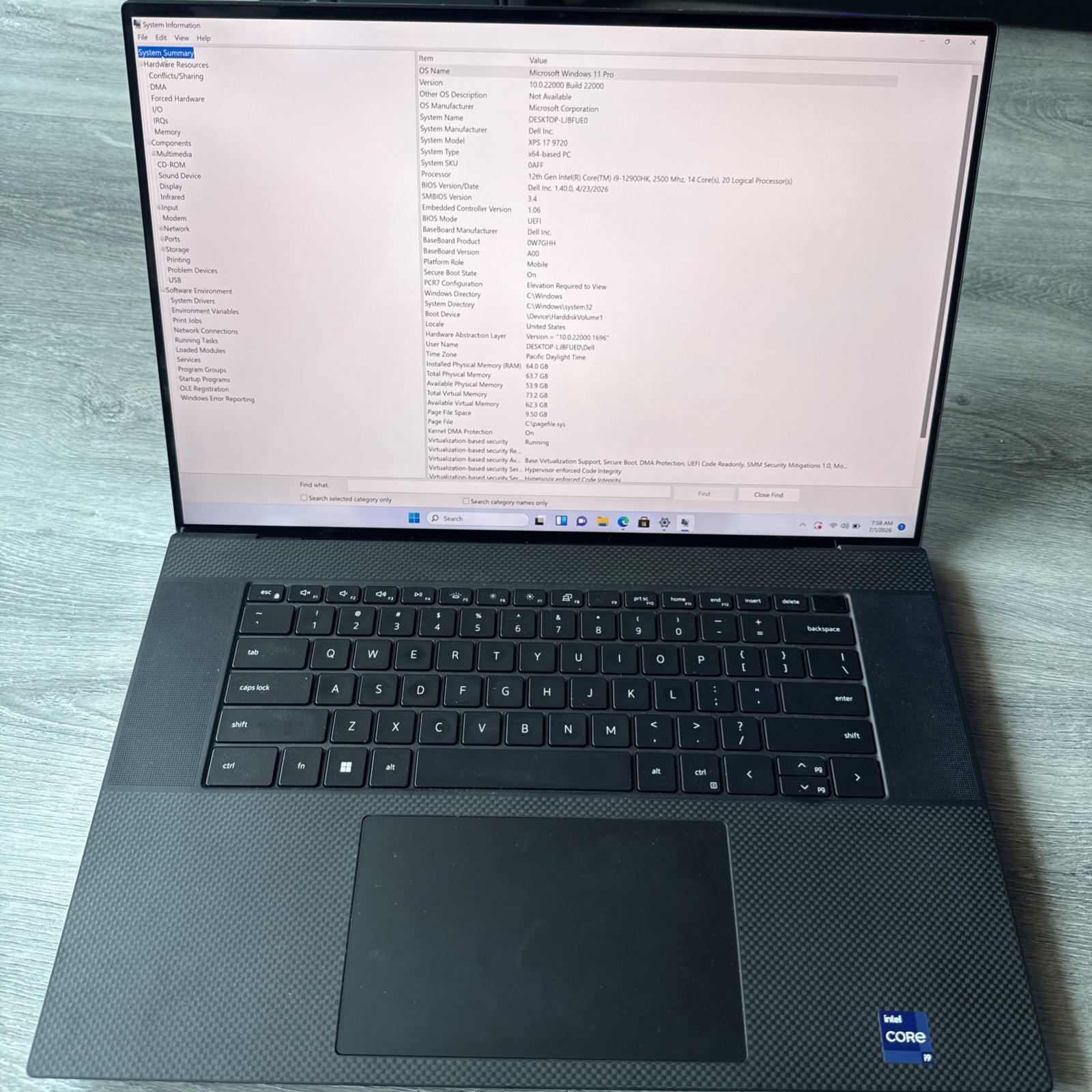 Dell XPS 17 9720 Intel i9-12900HK, 64GB RAM, 2TB SSD, NVidia GeForce RTX 3060