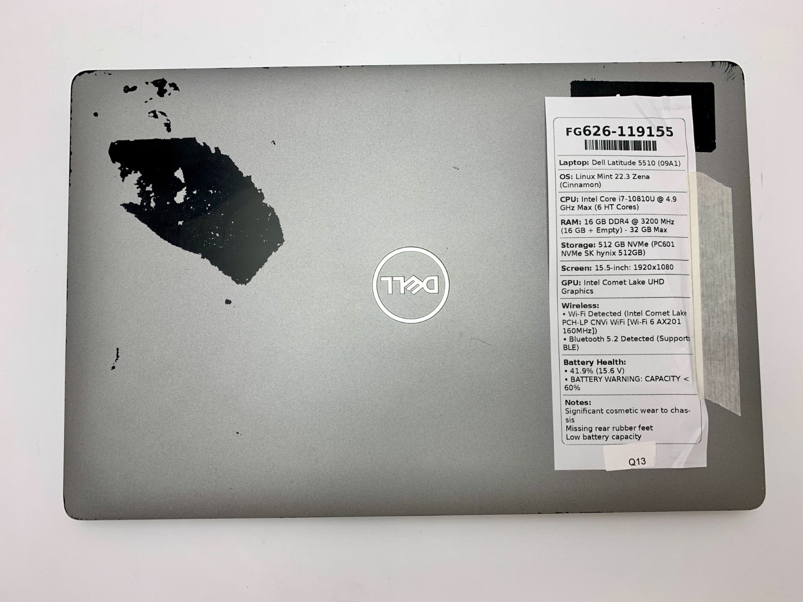 Dell Latitude 5510 | i7-10810U | 16GB RAM | 512GB NVMe | LINUX | READ