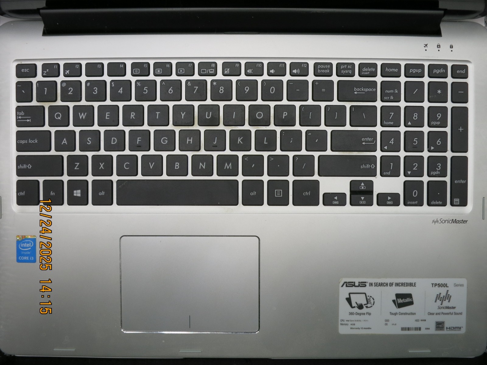 ASUS TP500L i3-4030U @1.90 GHz 4GB RAM, 500GB HD 15.6″ 2 IN 1 Touch WIN 10Pro