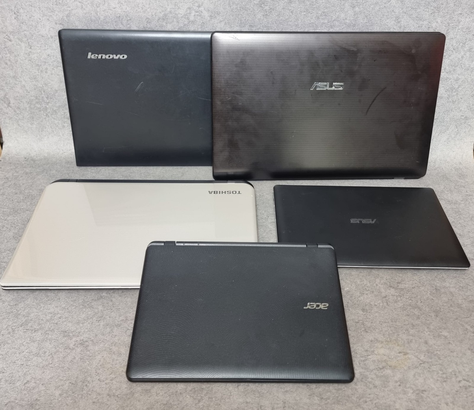 5 laptops notebooks bundle hobbyists faulty Asus Lenovo Acer Toshiba spare part