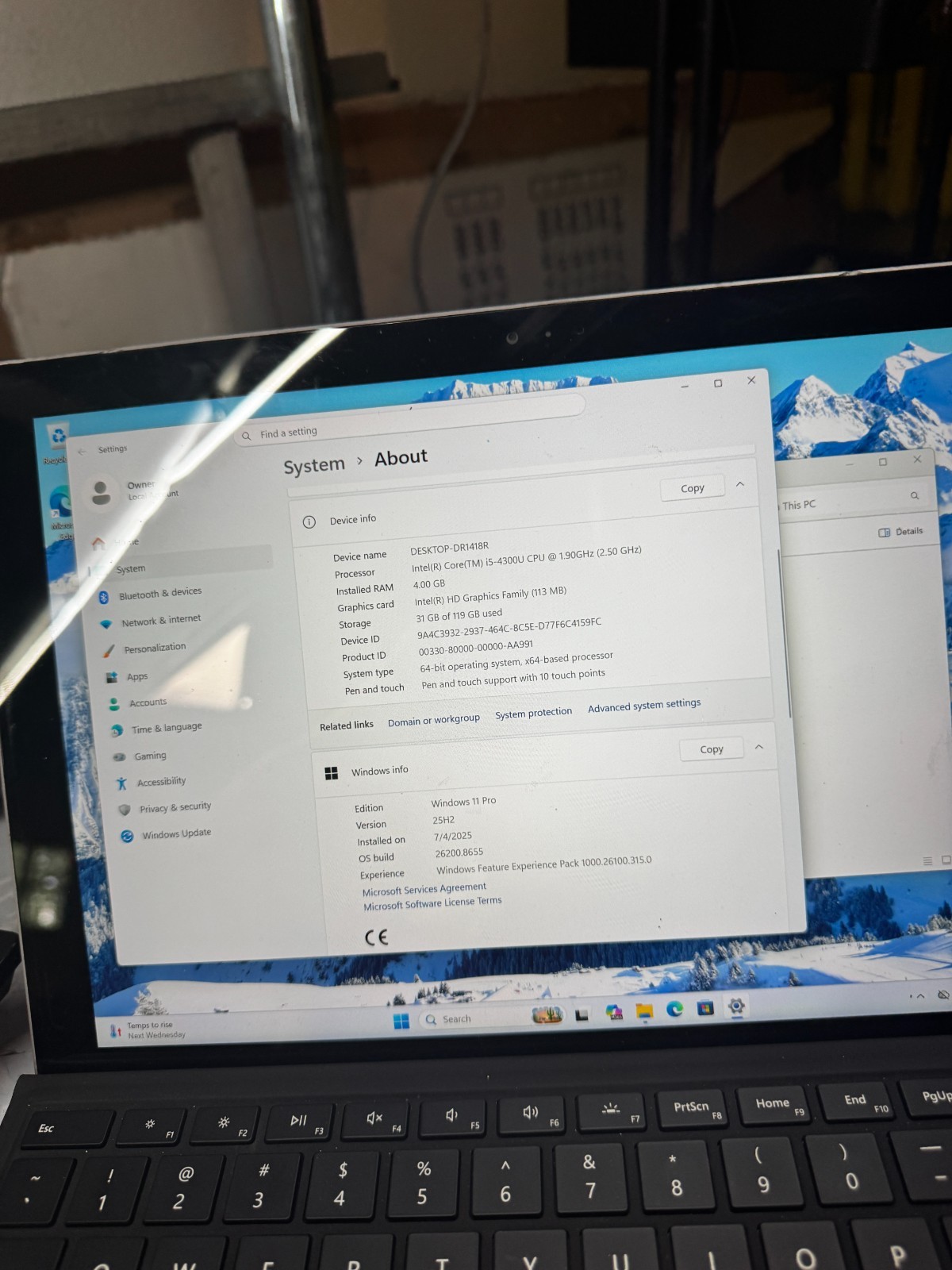 Microsoft Surface Pro 3 Core I5-4300U 4GB RAM 128GB SSD Laptop #6570