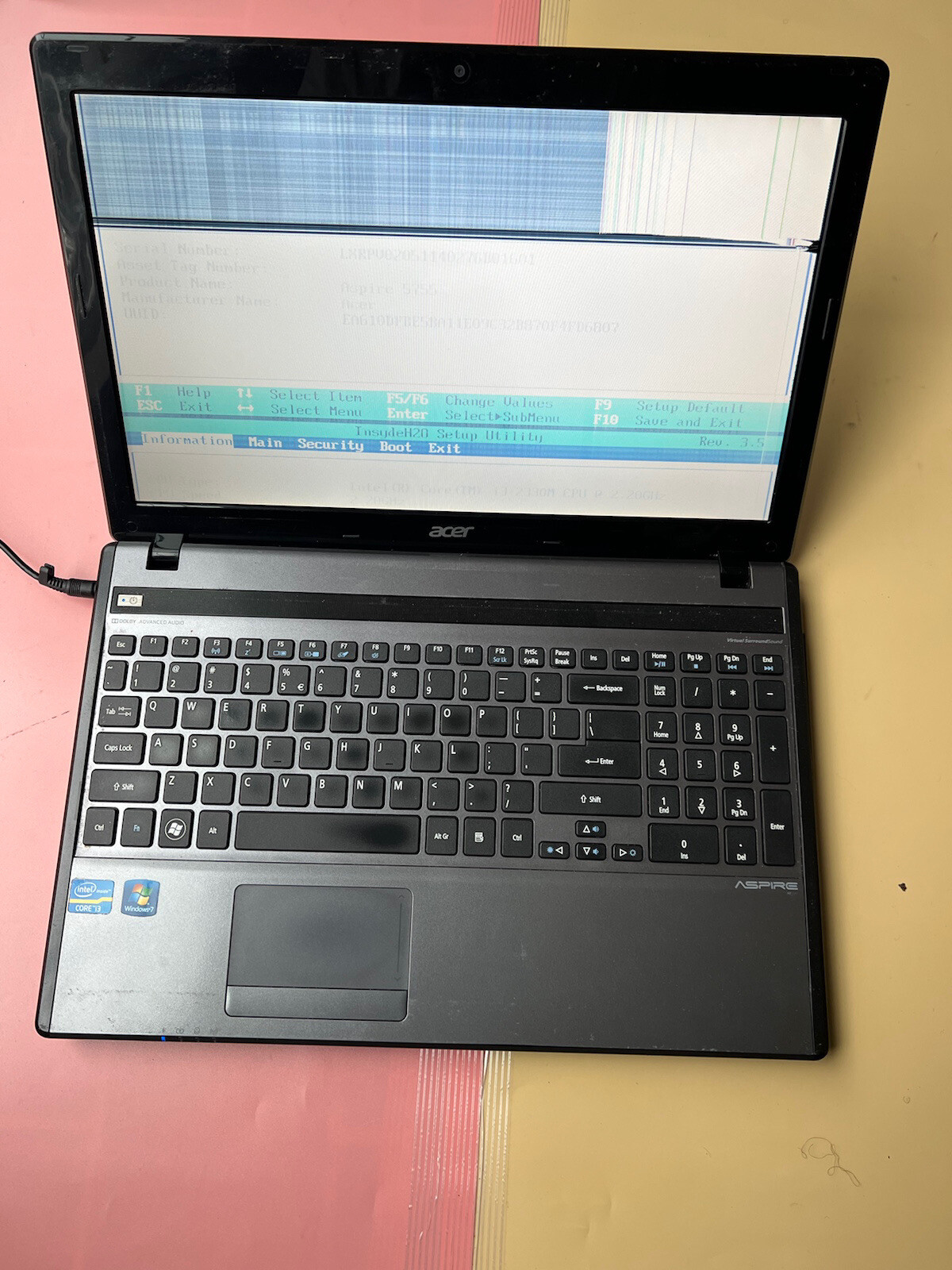 Acer Aspire 5755 Intel Core i3-2330 2GB RAM 0GB HDD PARTS OR REPAIRS