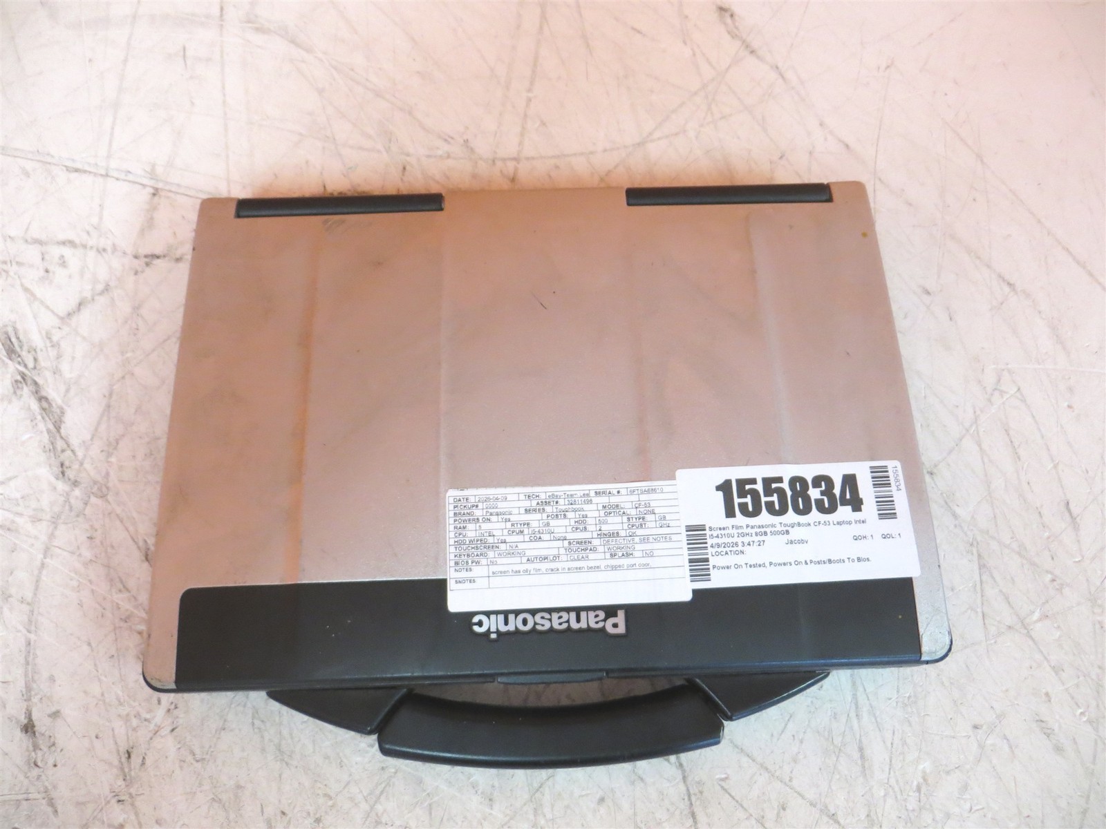 Screen Film Panasonic ToughBook CF-53 Laptop Intel i5-4310U 2GHz 8GB 500GB