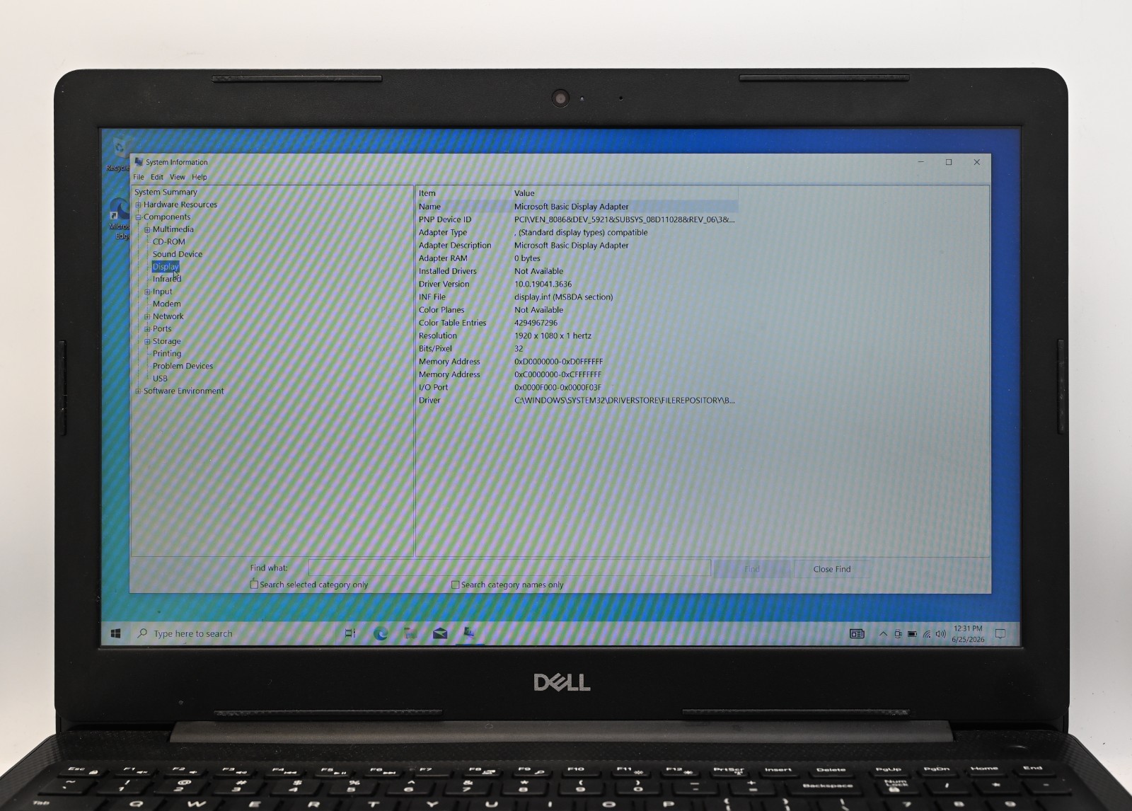 Dell Inspiron 3584 i3-7020u 2.3GHz 8GB RAM 256GB SSD-Windows 10 Home