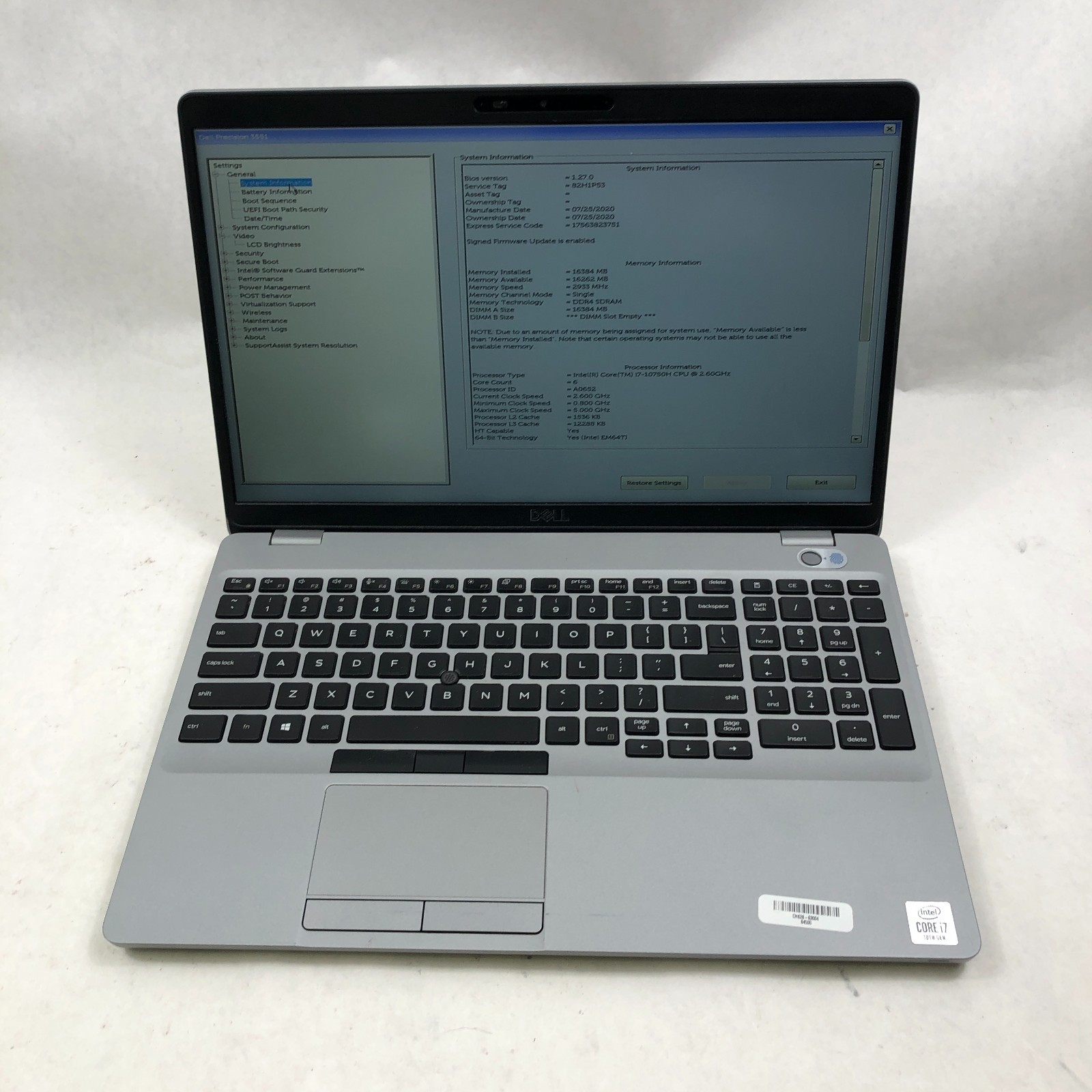 Dell Precision 3551 15.6 FHD i7-10750H 2.60GHz 16GB 512GB SSD Quadro P620 *READ*