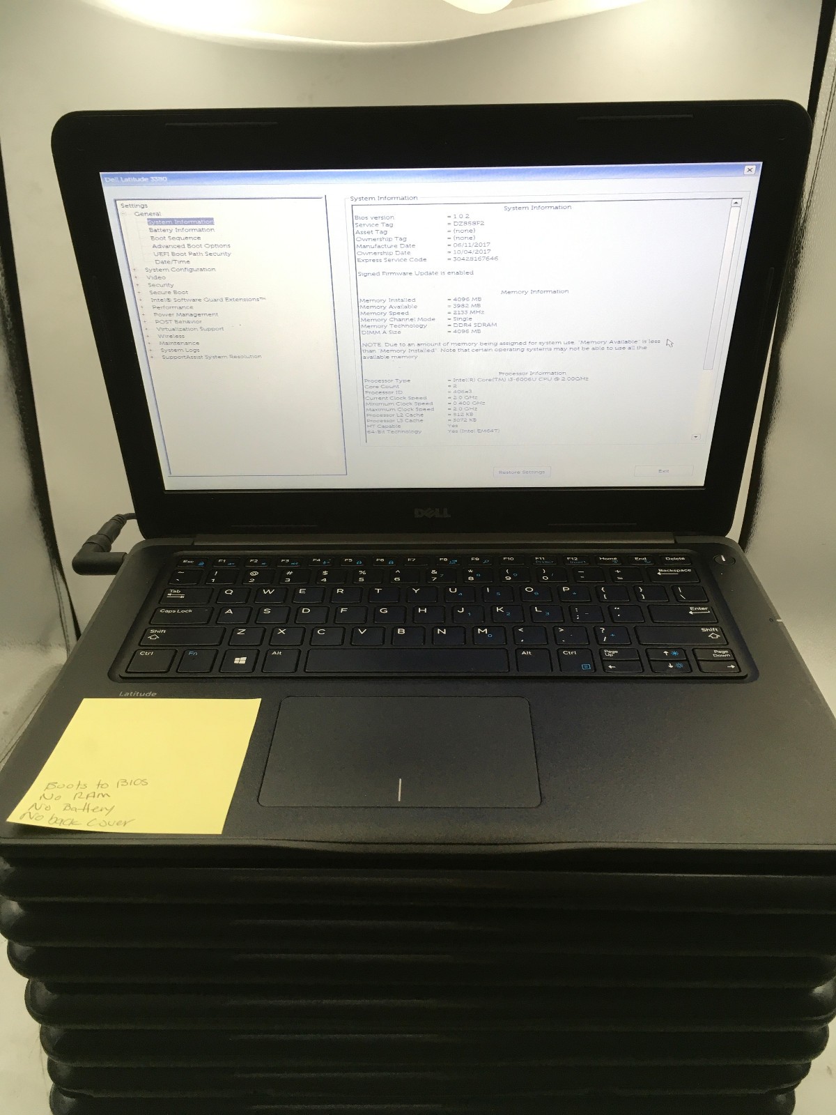 DELL LATITUDE 3380 – LOT OF 10 – FOR PARTS/BOOTS TO BIOS – MISSING COMPONENTS-BB