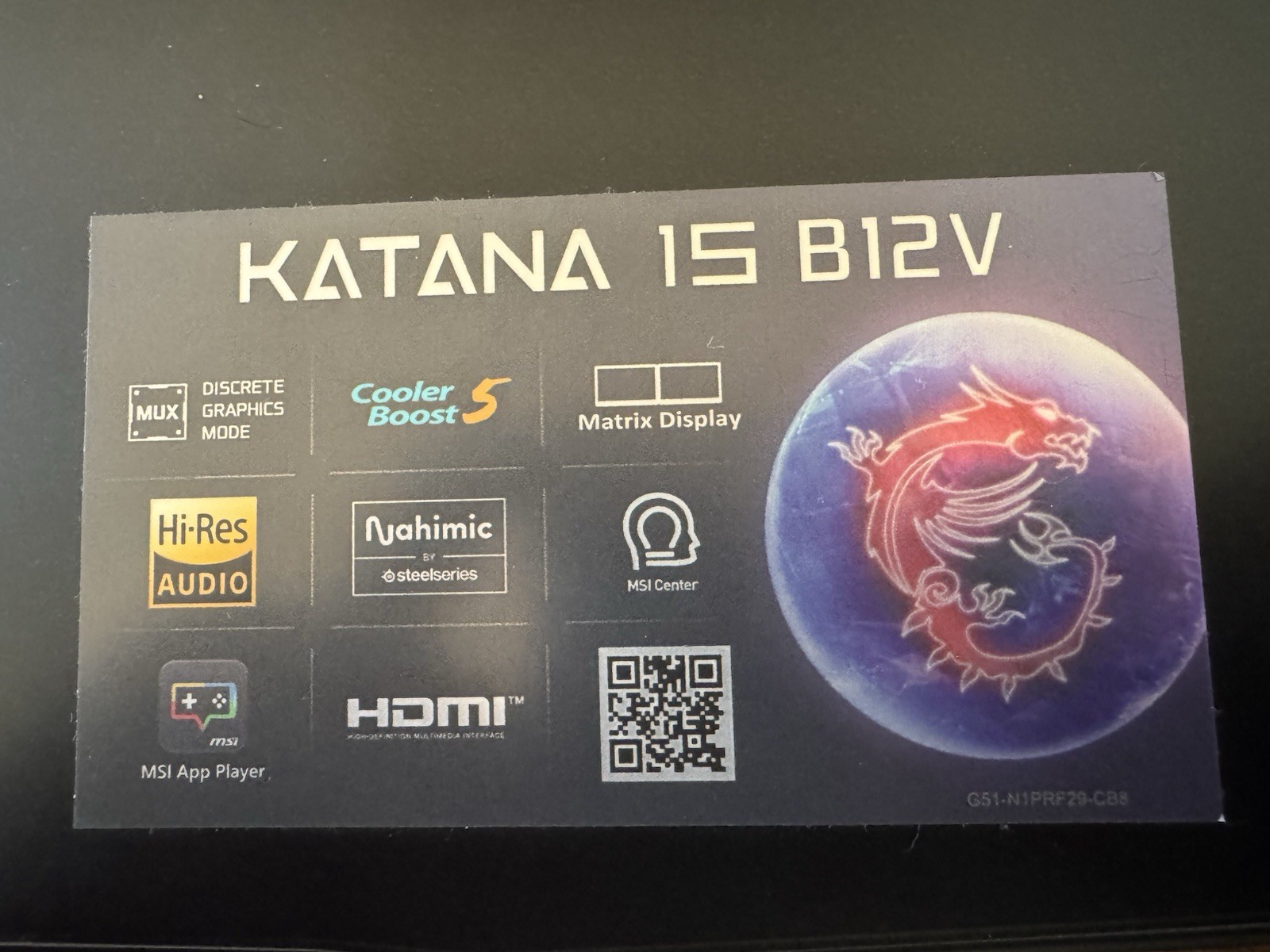 MSI Katana 15 B12V Laptop 15.6″ I7 2.3GHz, 16GB RAM, 934 SSD, GeForce RTX 4060