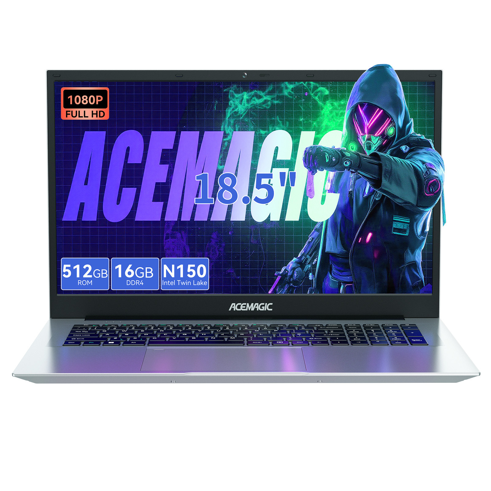 ACEMAGIC 18.5″ FDH Laptop Intel N150 16GB DDR4 512GB SSD Windows 11 Pro WIFI BT5