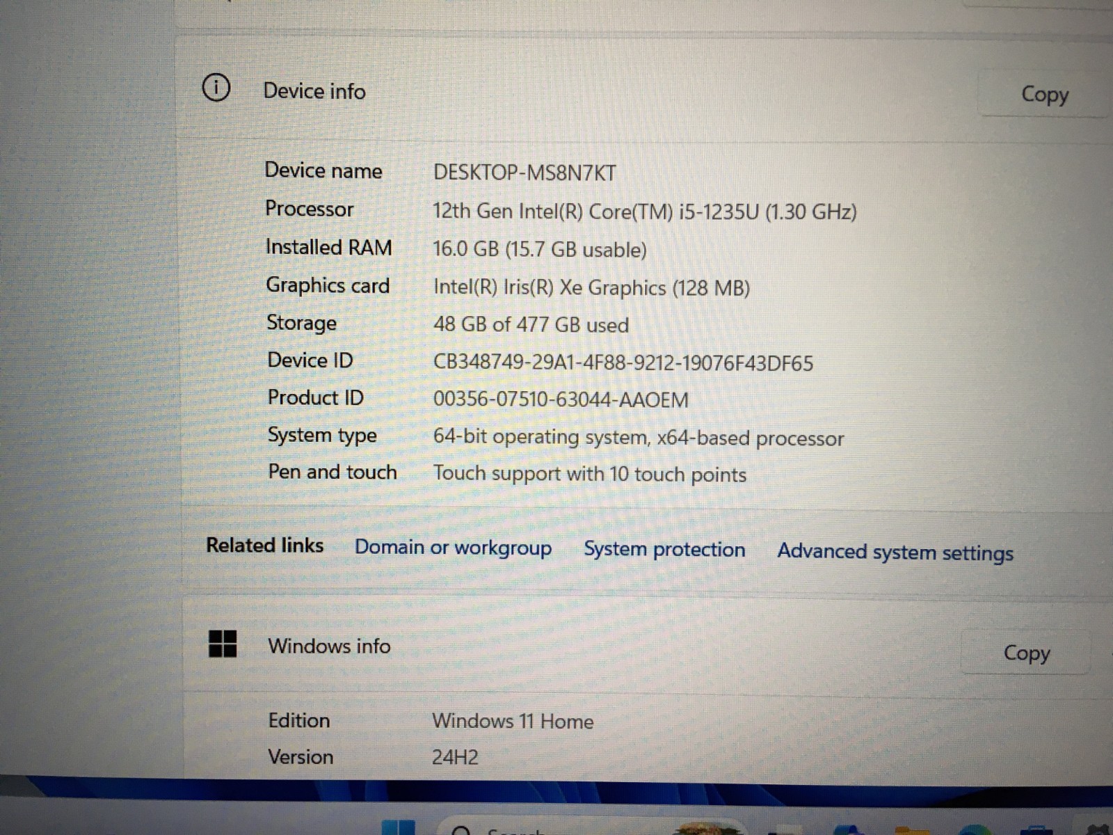Lenovo IdeaPad 1 15IAU7 i5-1235U 1.3GHz 16Gb Ram 512Gb SSD Touch