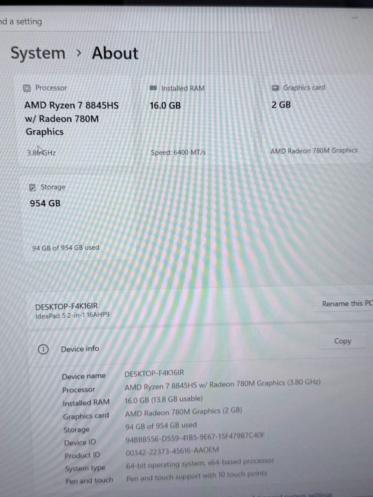 Lenovo IdeaPad 5 2-in-1 16AHP9 16″ Ryzen 7 8845HS 16GB RAM 1TB SSD Windows 11 Gr