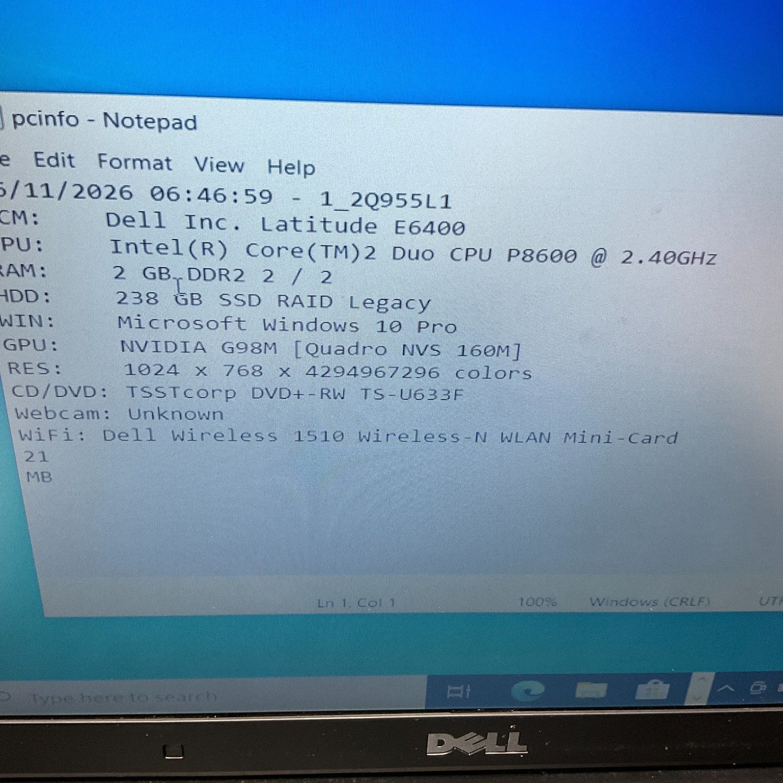 Dell Latitude E6400 Laptop Core 2 Duo 2GB RAM 250GB SSD WiFi Win 10 Pro