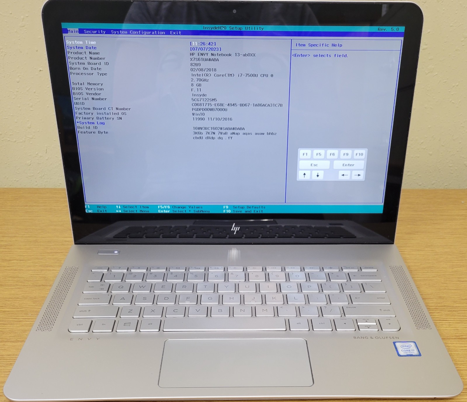 HP ENVY NoteBook 13-ab077cl i7-7500U 2.70GHz 8GB 128GB SSD QHD+ No OS