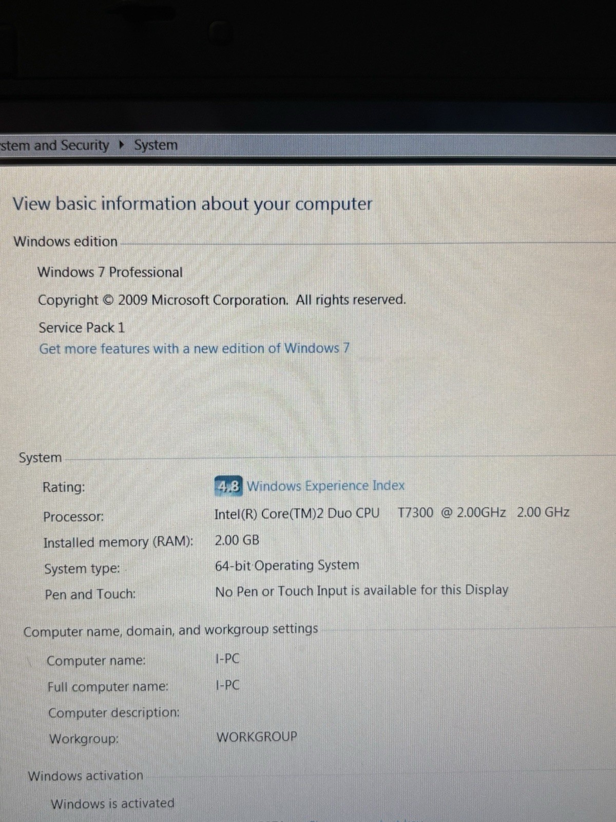 Vintage HP Compaq 8510p Intel Core 2 Duo 2 GHz 2Gb RAM 150 GB HDD Windows 7 Pro
