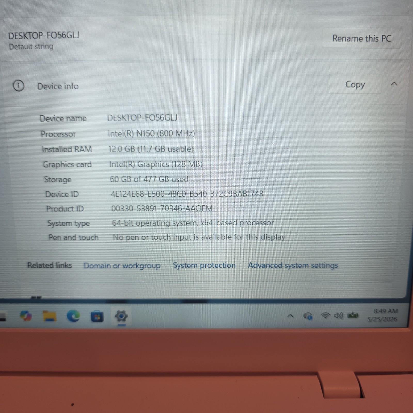 BiTECOOL Btc515 Windows 11 Intel N150 12gb Ram 477gb Hdd NO CHARGER (EFB)