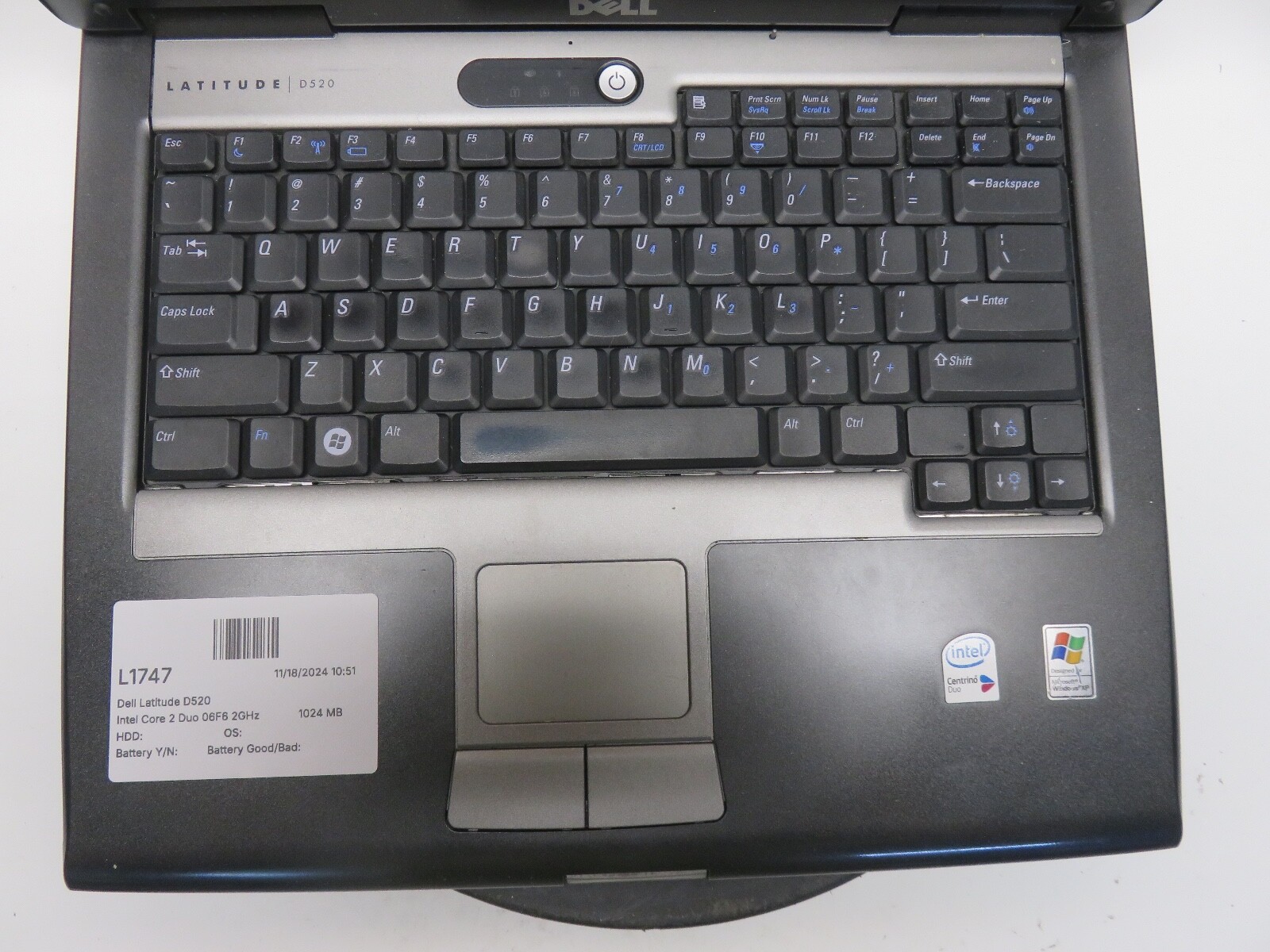 Dell Latitude D520 Intel Core 2 Duo 06F6 2GHz 1GB 40 GB WIN XP No Batt