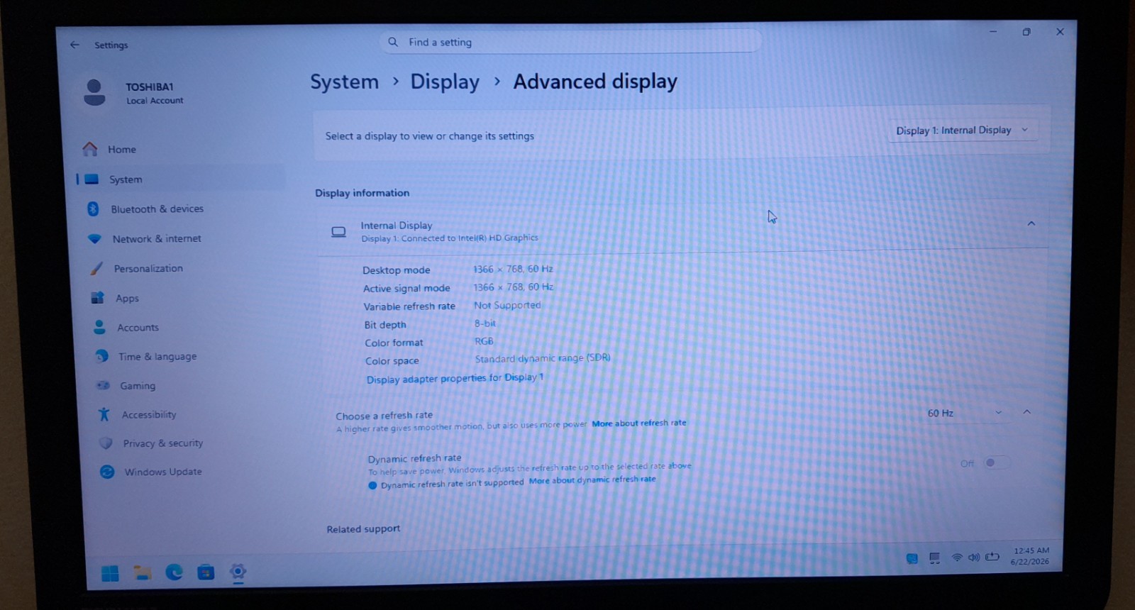 Toshiba Satellite Laptop C55-B5300 CPU 2.16Ghz RAM 4GB 320GB Win 11 Pro HDMI 2K