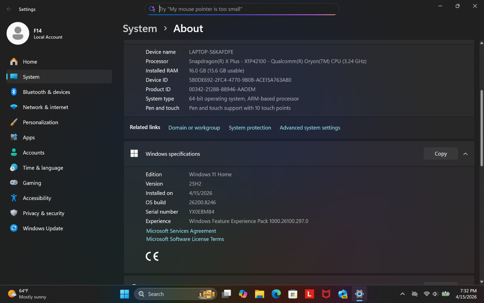 Lenovo Ideapad 5x 14″ OLED Touchscreen Snapdragon X, 16GB, 1TB + PEN & Charger