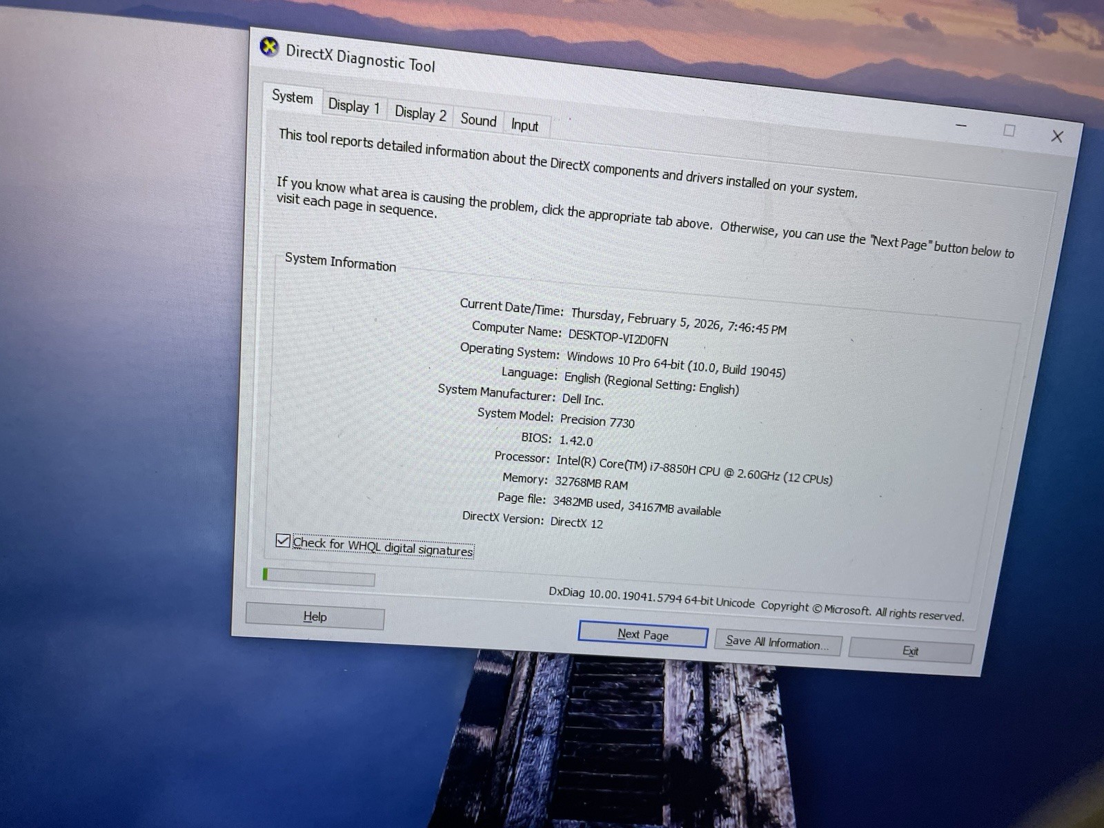Dell Precision 7730 17.3” i7-8750H 32GB 512GB NVMe Quadro P3200 6GB Win10 Pro