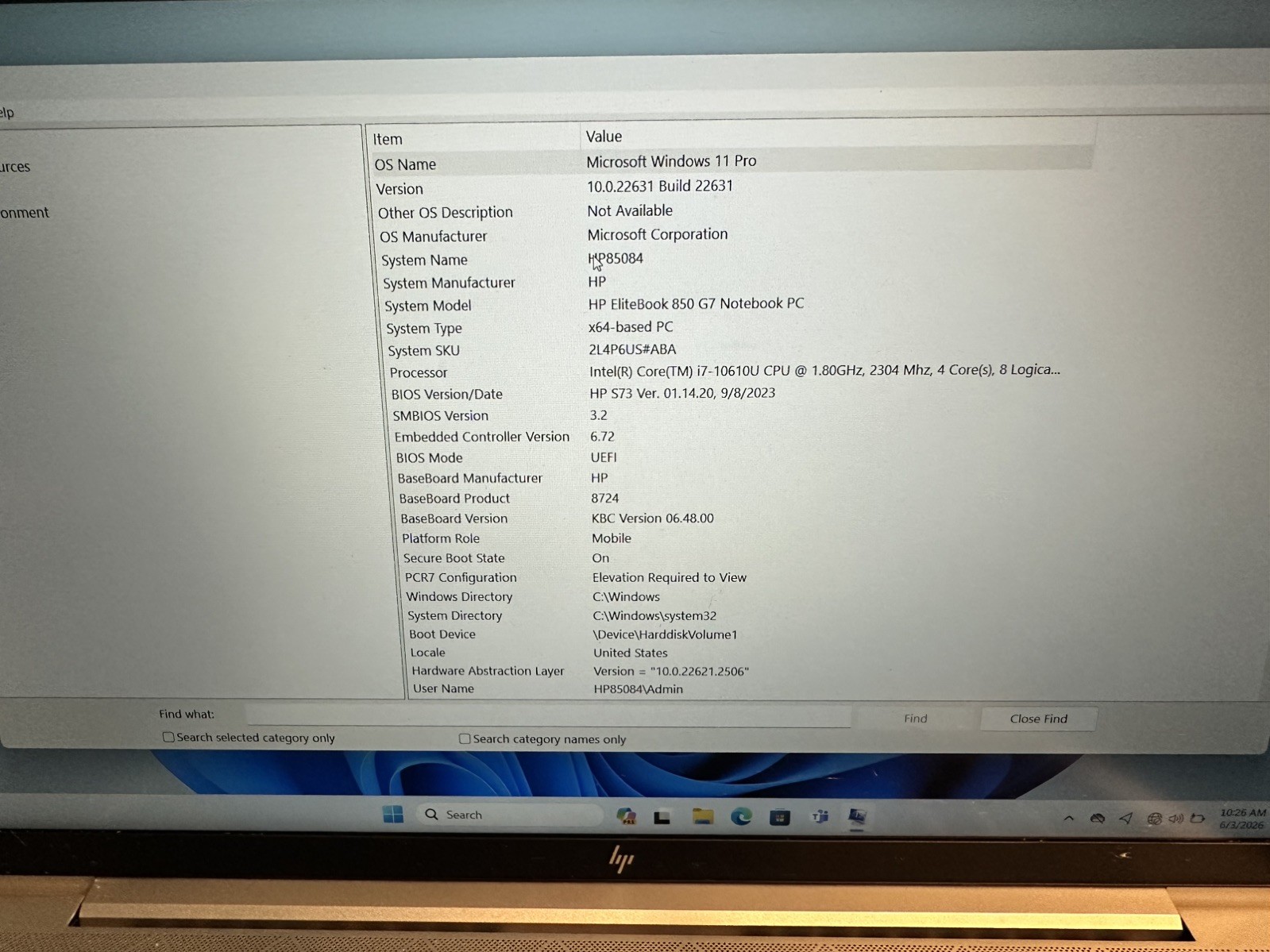 HP EliteBook 850 G7 Laptop, i7-10th 16GB 500GB SSD Backlit KB, Win 11 pro Tested