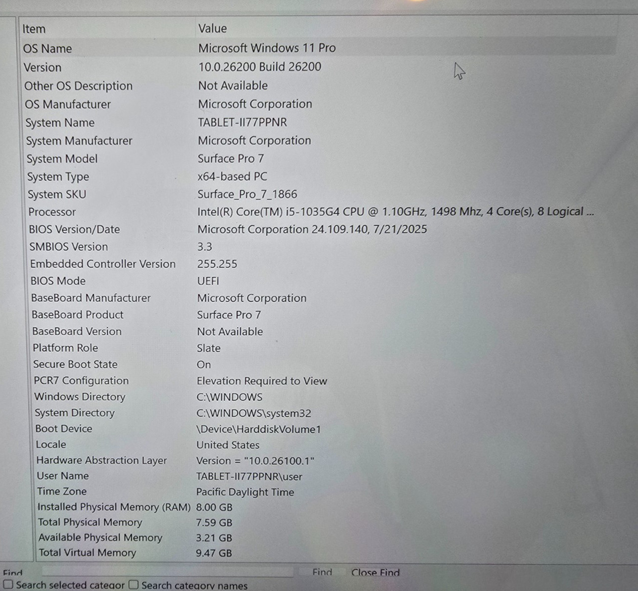 Microsoft Surface Pro 7 128GB SSD, 8Gb RAM, 12.3″, Win 11 Pro, 84% Batt. Health