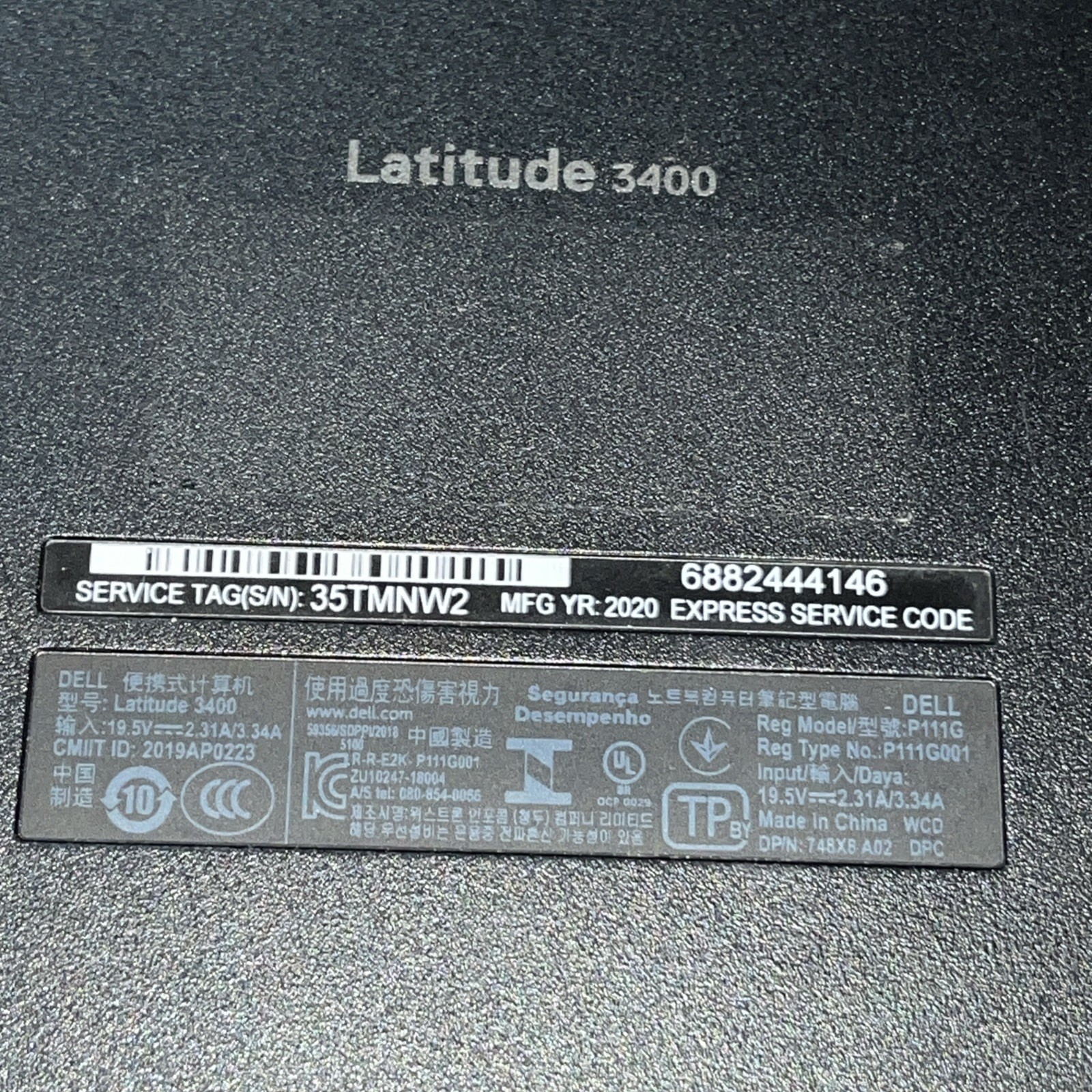 DELL LATITUDE 3400 INTEL CORE I5-8265U 8GB RAM NO HD