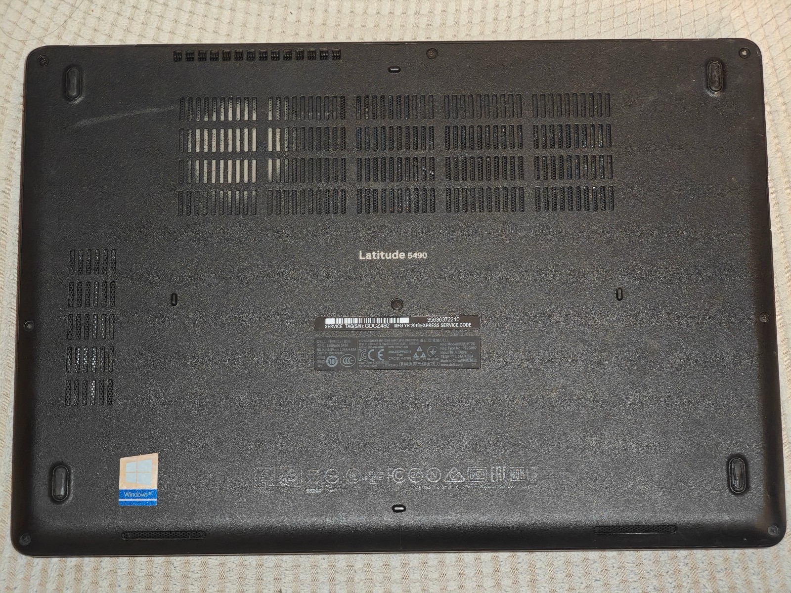 Dell Latitude 5490 Laptop – No Boot Drive/RAM, Intel i7-8650u – NO CHARGER