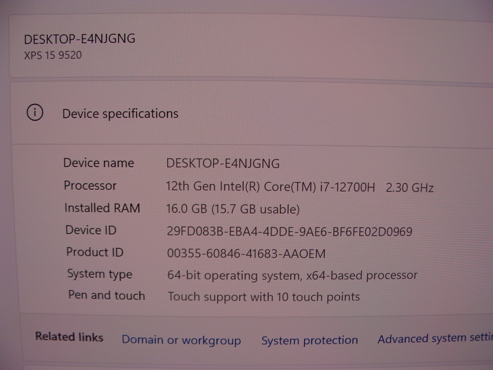 Dell XPS 15 9520 15.6″QHD+ TOUCH i7-12700H 2.3GHz 16GB 512GB RTX 3050 W11P +PA