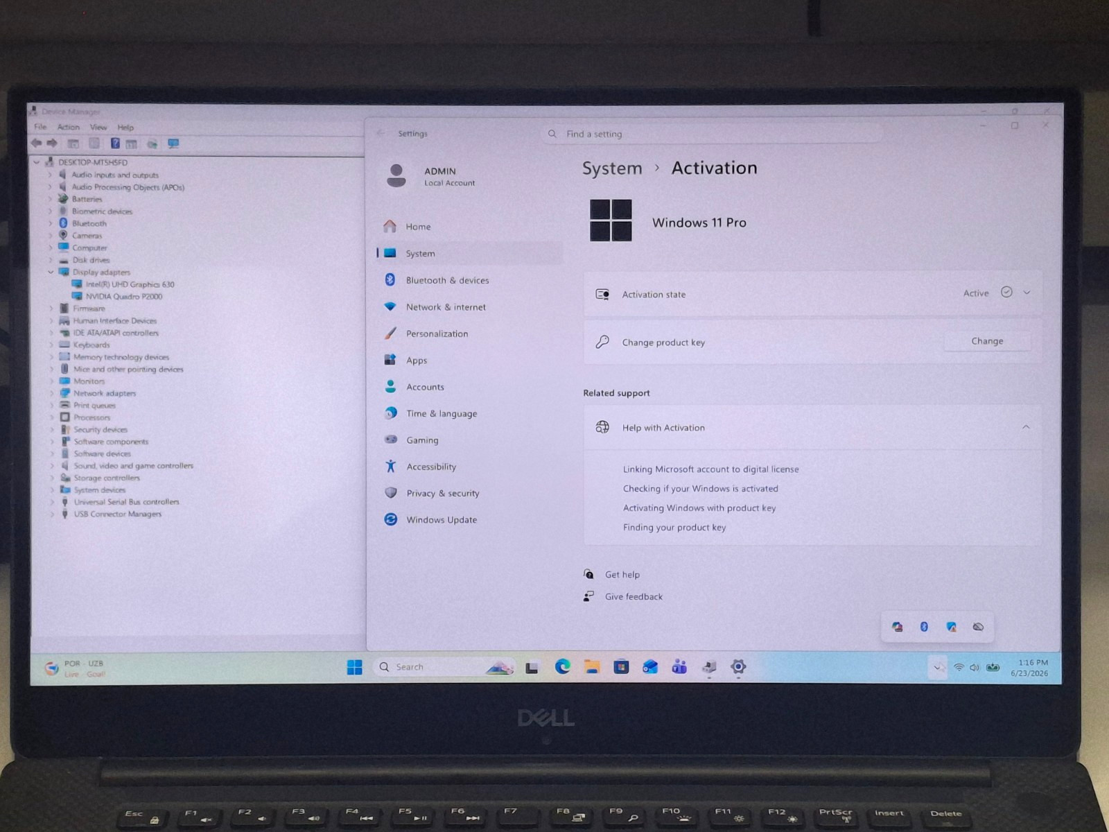 Dell Precision 5530 15.6″UHD Touch i9-8950HK 32GB Ram 256 SSD Quadro P2000 W11P