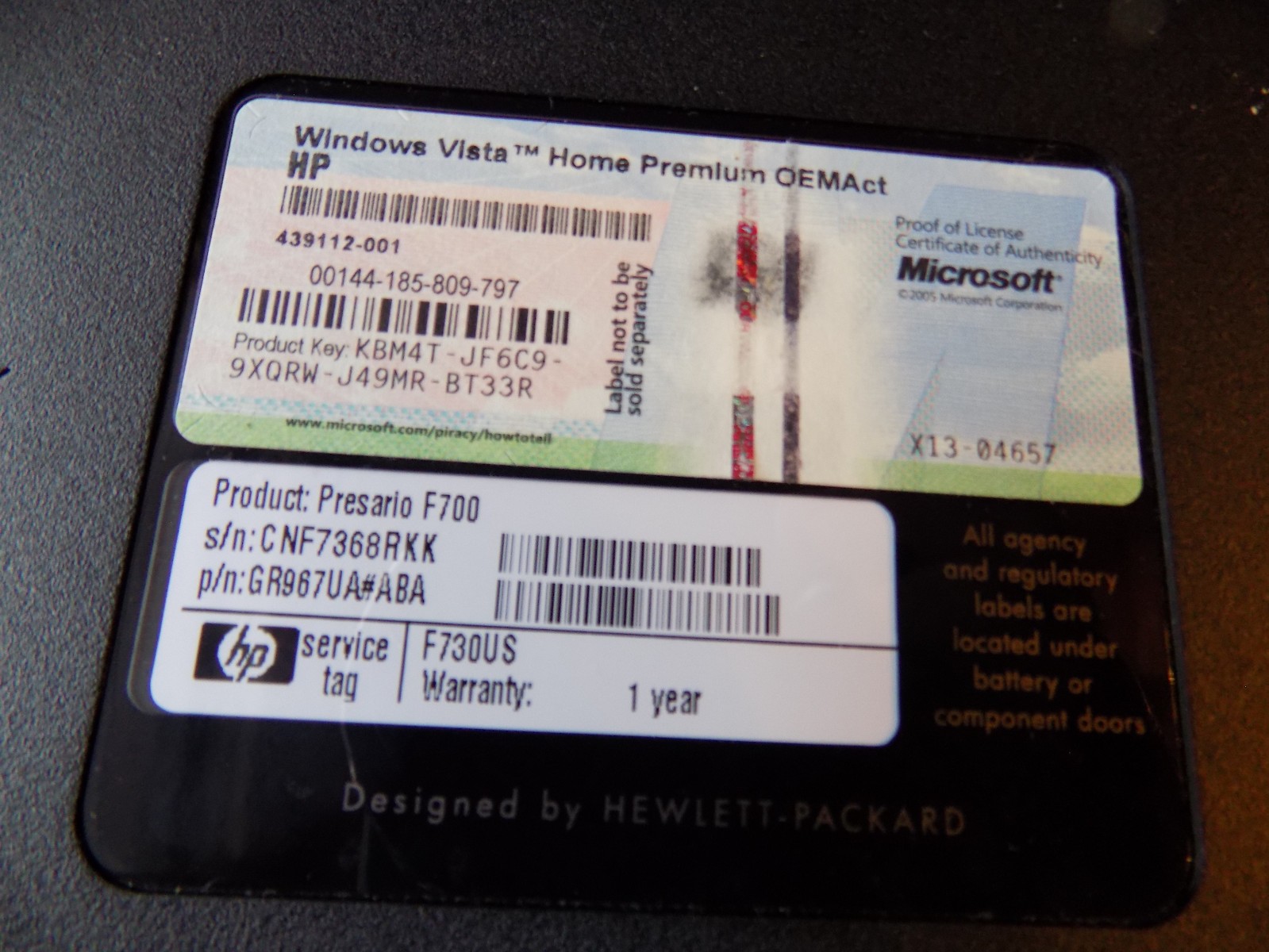 Compaq Notebook PC Presario F700 AMD 64 Athlon X2 – Parts or Repair Only