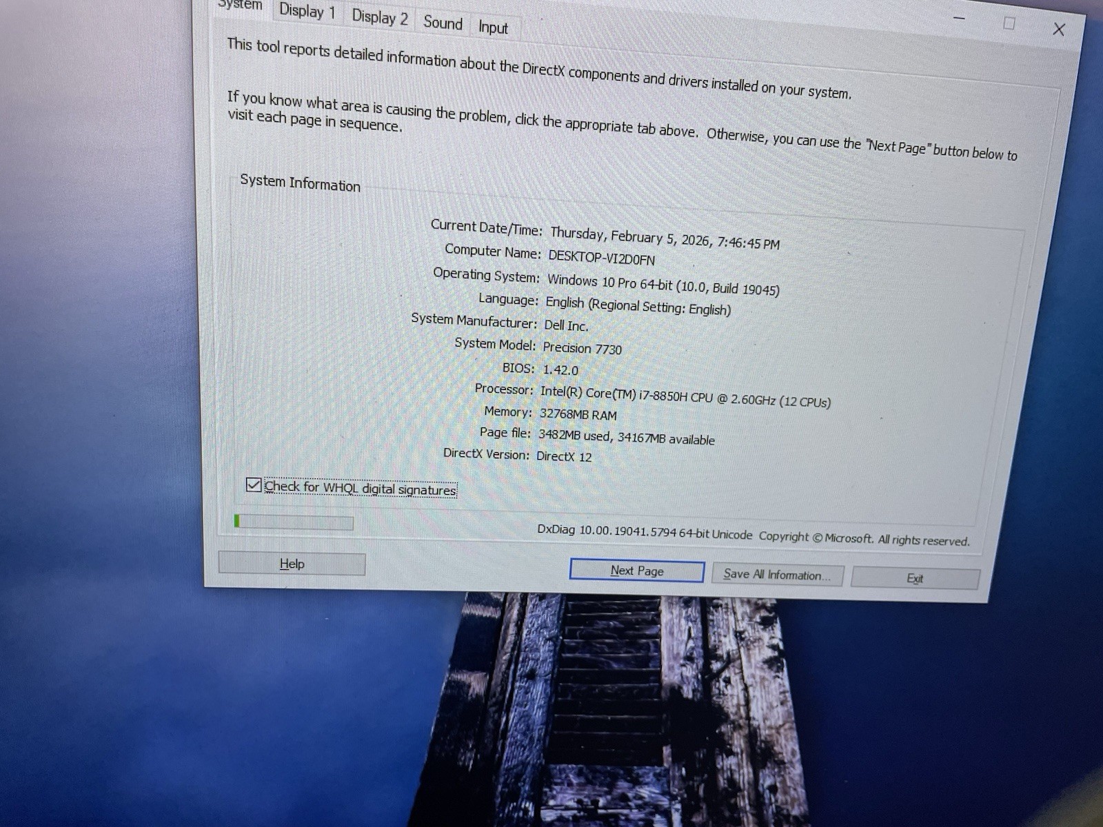 Dell Precision 7730 17.3” i7-8750H 32GB 512GB NVMe Quadro P3200 6GB Win10 Pro