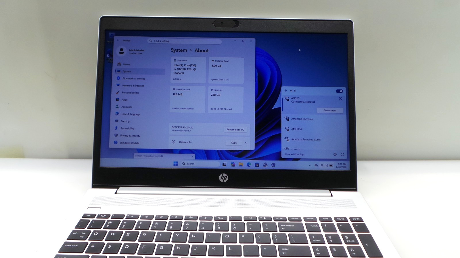HP ProBook 450 G7 | 15.6″ | i5-10210U 1.60GHz | 8GB DDR4 256GB NVMe | WIN 11 PRO