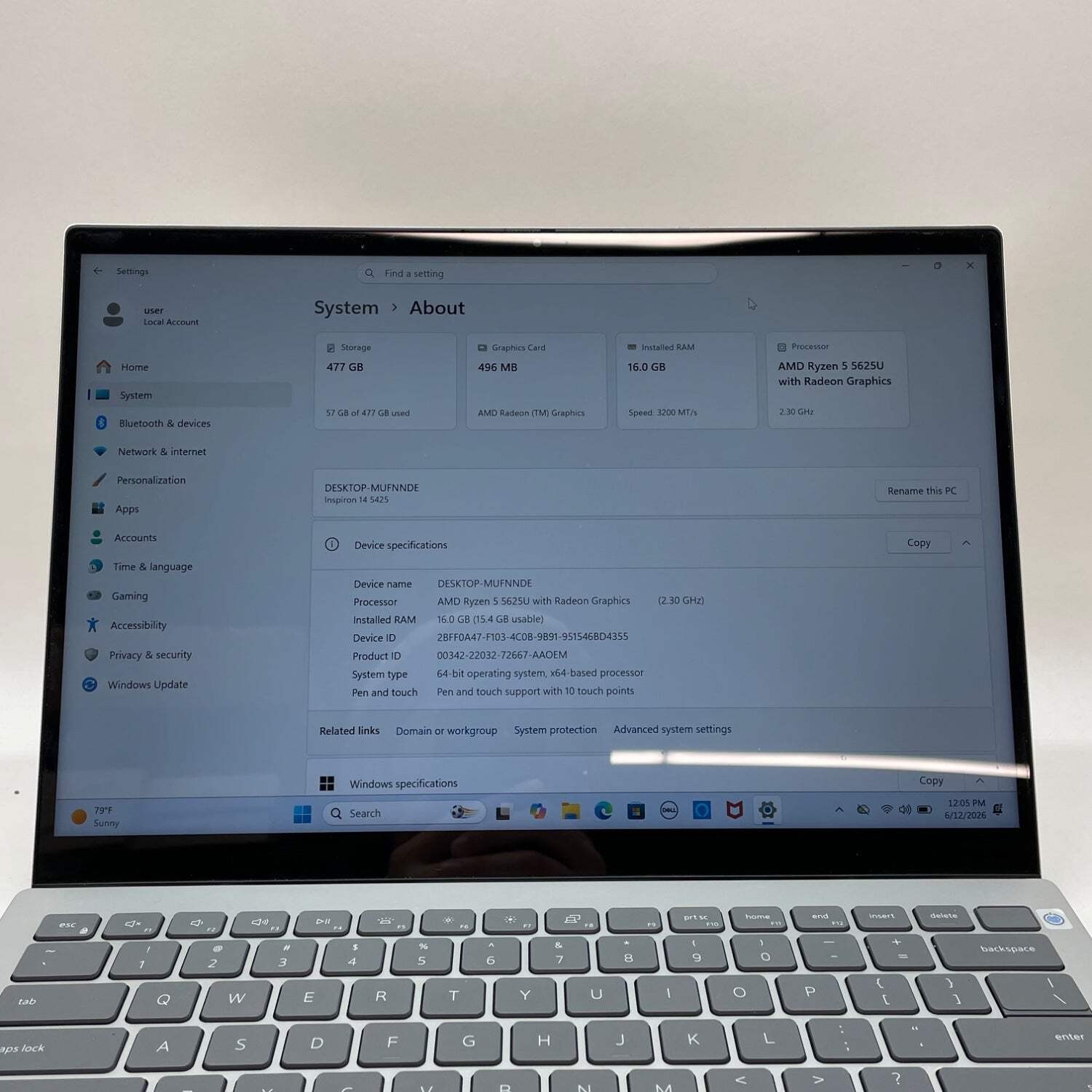 Dell Inspiron 14 5425 14″ Ryzen 5 5625U 2.3GHz 16GB RAM 512GB SSD