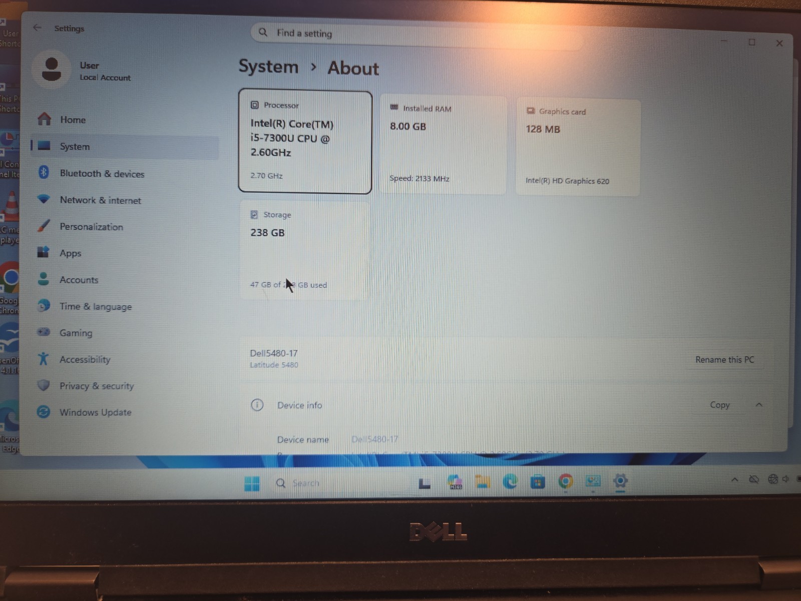 Dell Latitude 5480 Laptop 2.6 GHz i5-7300u 8GB 256GB SSD Webcam Wi-Fi 14″ Win 11