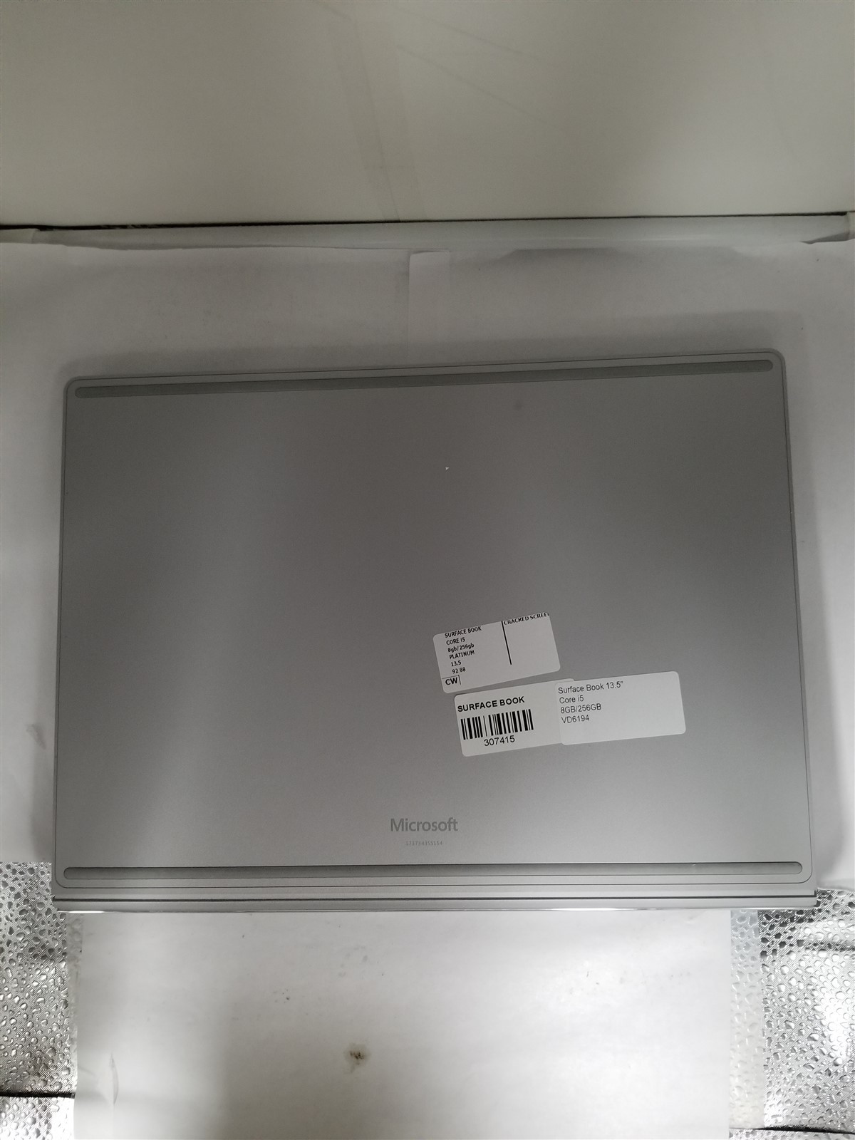 Microsoft Surface Book Core i5 13.5″ 8GB/256GB Silver Damaged See Details VD6194