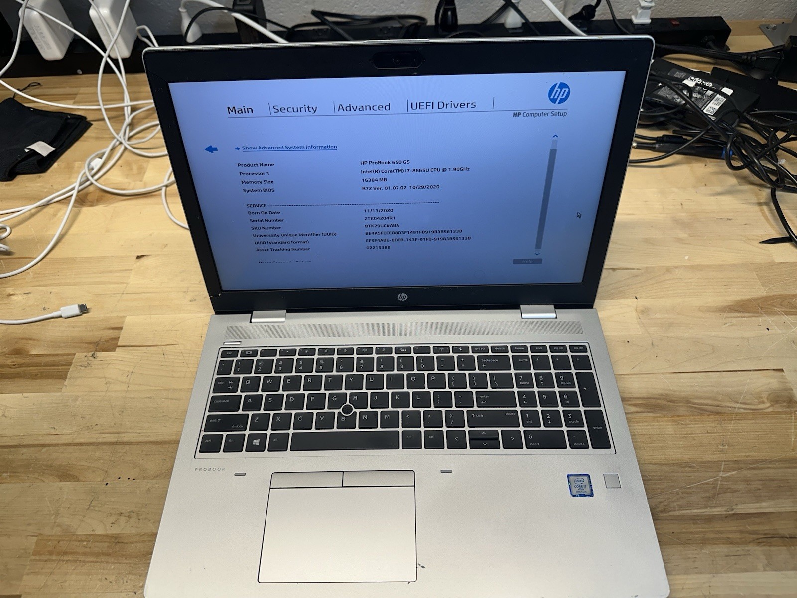 HP ProBook 650 G5 i7-8665U 16GB RAM NO SSD – BROKEN HINGE/FRAME *FOR REPAIR*