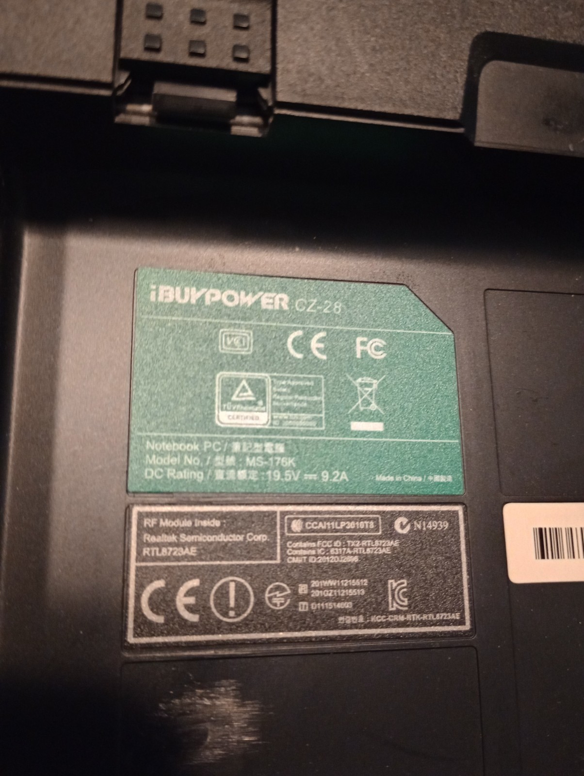 iBUYPOWER i-series 801 Laptop, For Parts Only