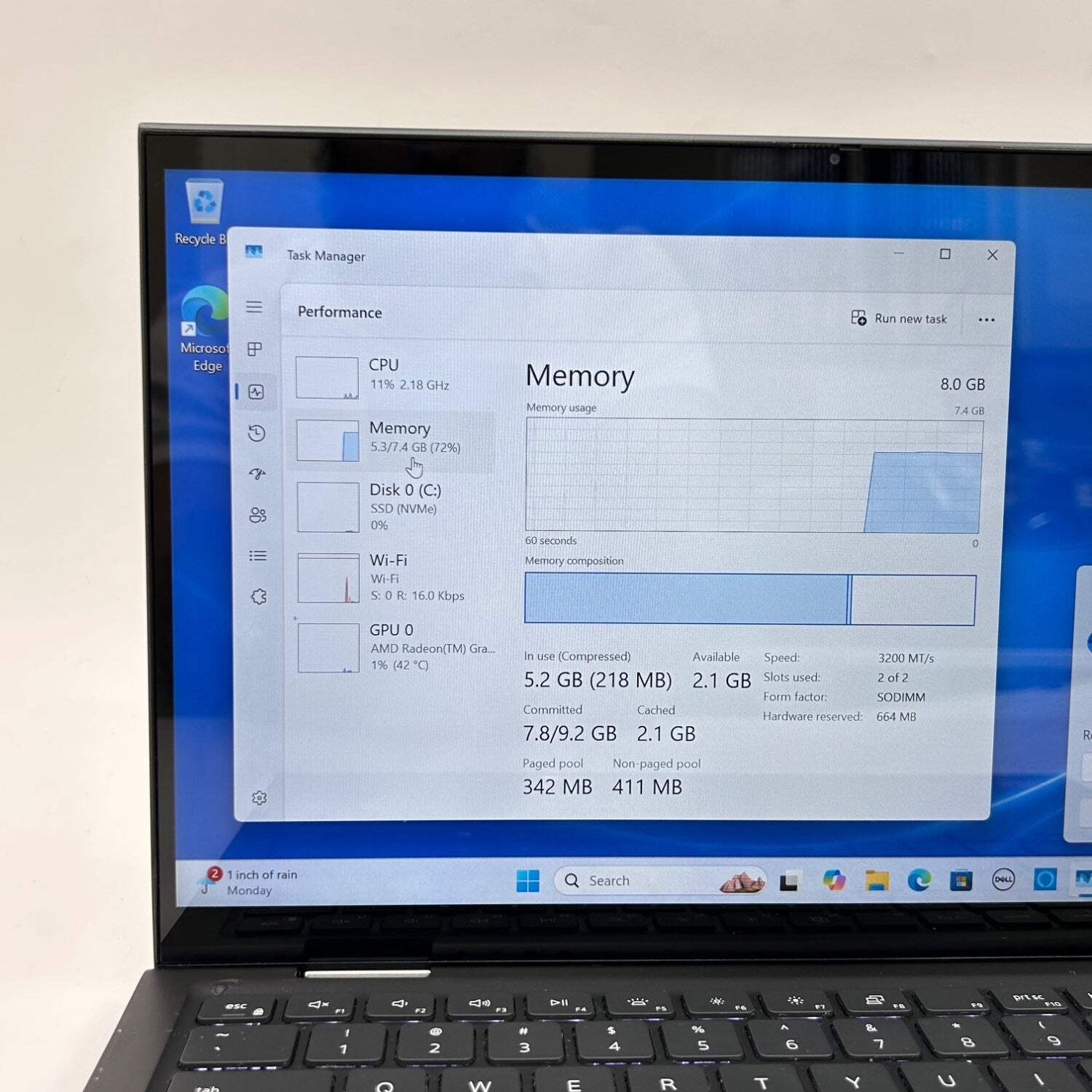 Broken Dell Inspiron 7415 2-IN-1 Ryzen 5 5500U 8GB RAM 256GB SSD Hinge Damage