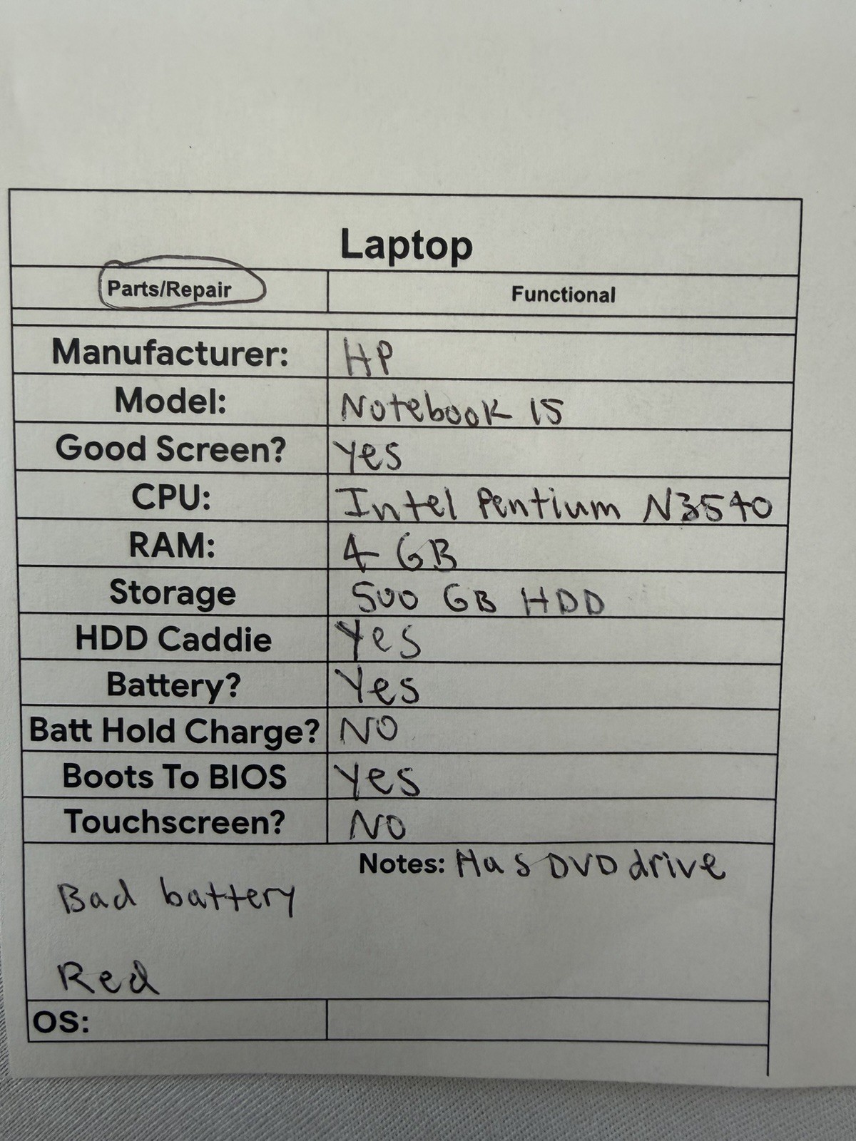 HP Notebook 15 Laptop – Good Screen – Intel Pentium N3540 – Read Des