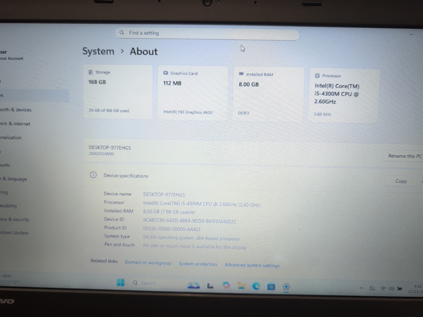 (GRADE A) Lenovo ThinkPad L440 14″ Laptop i5-4300M /8GB/ 180GB SSD /Windows 11-