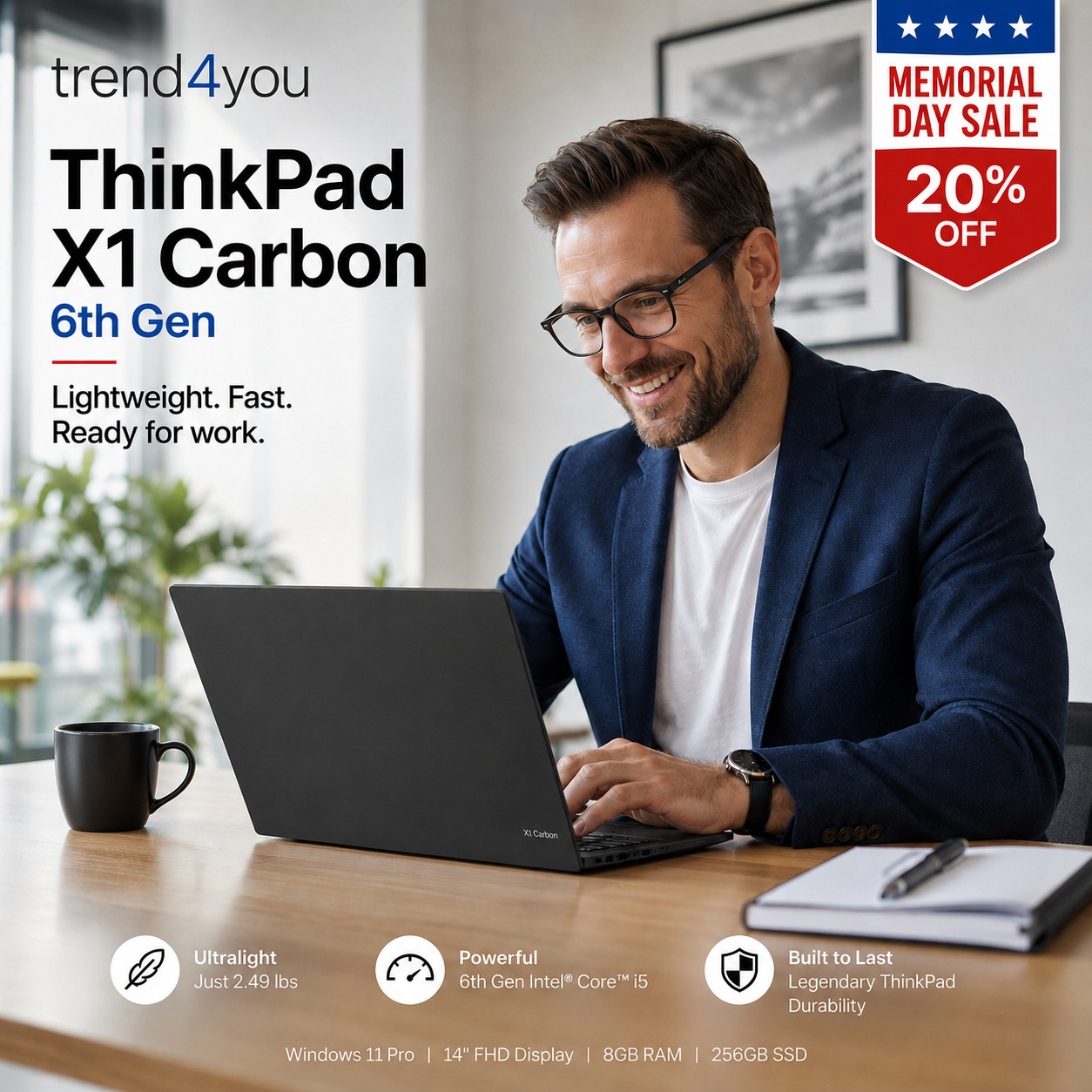 Lenovo ThinkPad X1 Carbon 6th Gen 14″ i7 16GB RAM 512 SSD Win 11 – Fast Shipping