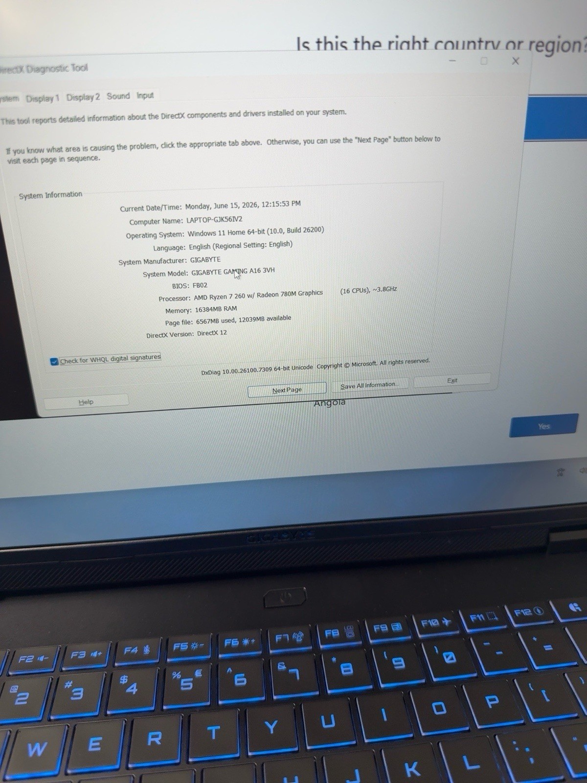 GIGABYTE Gaming A16 16 AMD Ryzen 7 260 16GB 1TB SSD RTX 5060 W11H Laptop