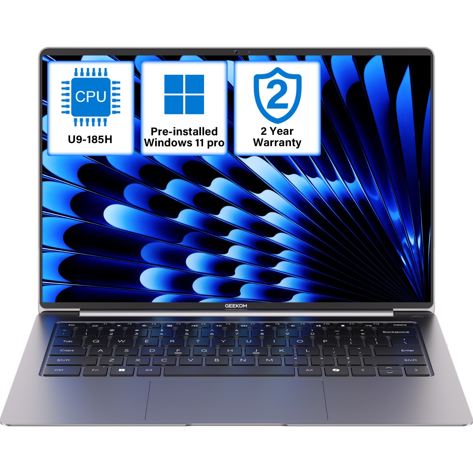GEEKOM GeekBook X14 Pro Laptop, Ultra 9 185H, 32GB LPDDR5x RAM 2TB SSD, Computer