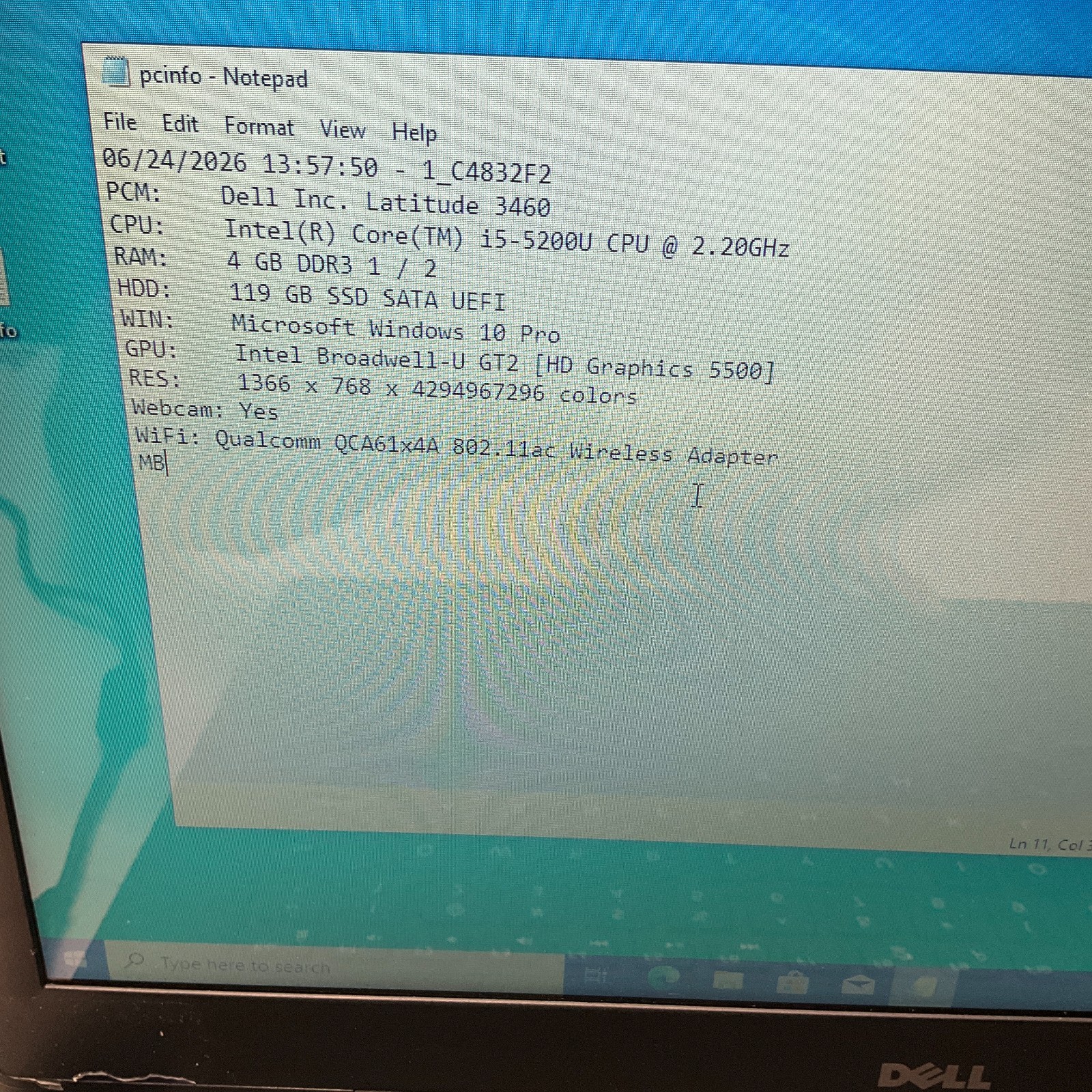 Dell Latitude 3460 Intel Core i5-5200U 2.20GHz 4GB 128GB SSD Win 10 Pro NO BATT