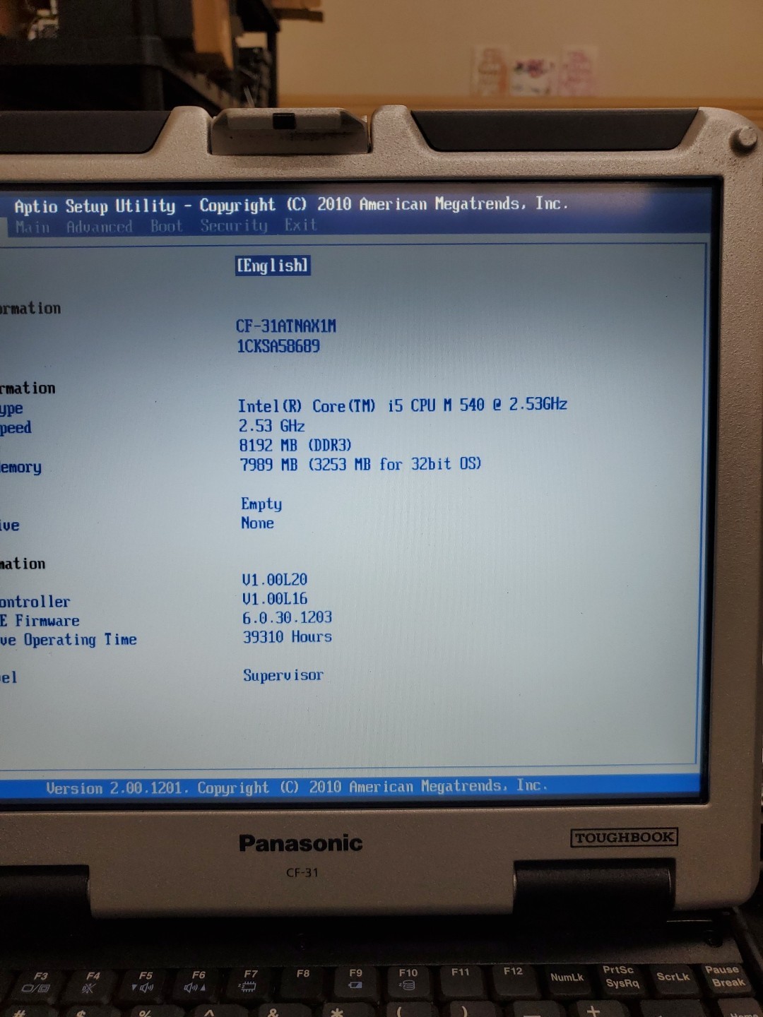 Panasonic Toughbook CF-31 MK-1 i5 540M @ 2.40GHz 8GB 39310HRS Diesel