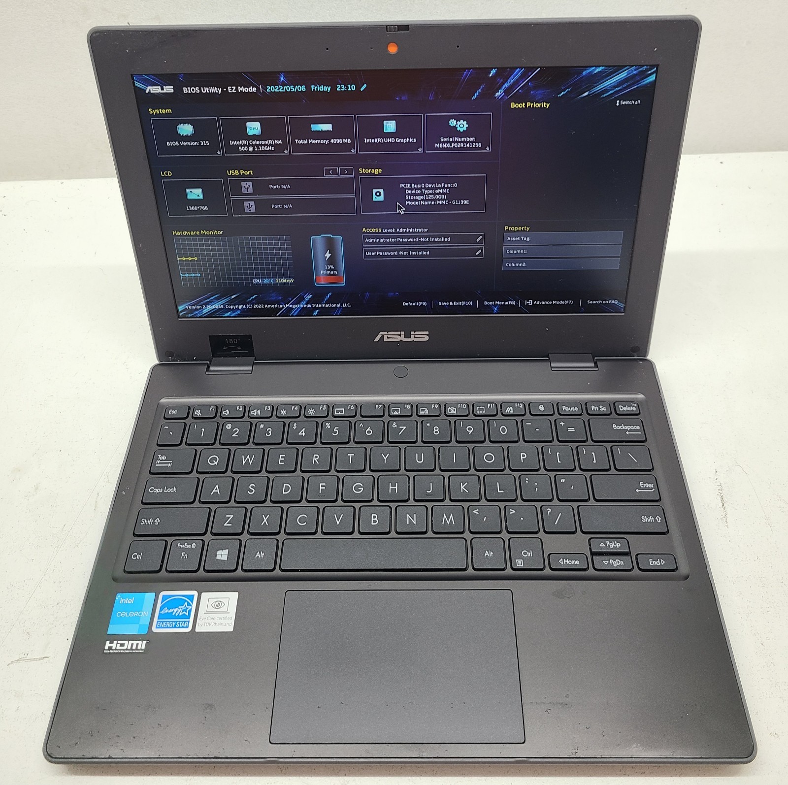 ASUS BR1100CK 11.6″ Laptop Intel N4500 4GB RAM 128GB eMMC NO OS (FL)